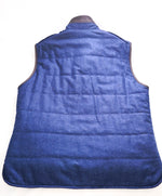 $1,595 CORNELIANI - Quilted Brown SUEDE & Blue Wool Reversible Vest  - 40R