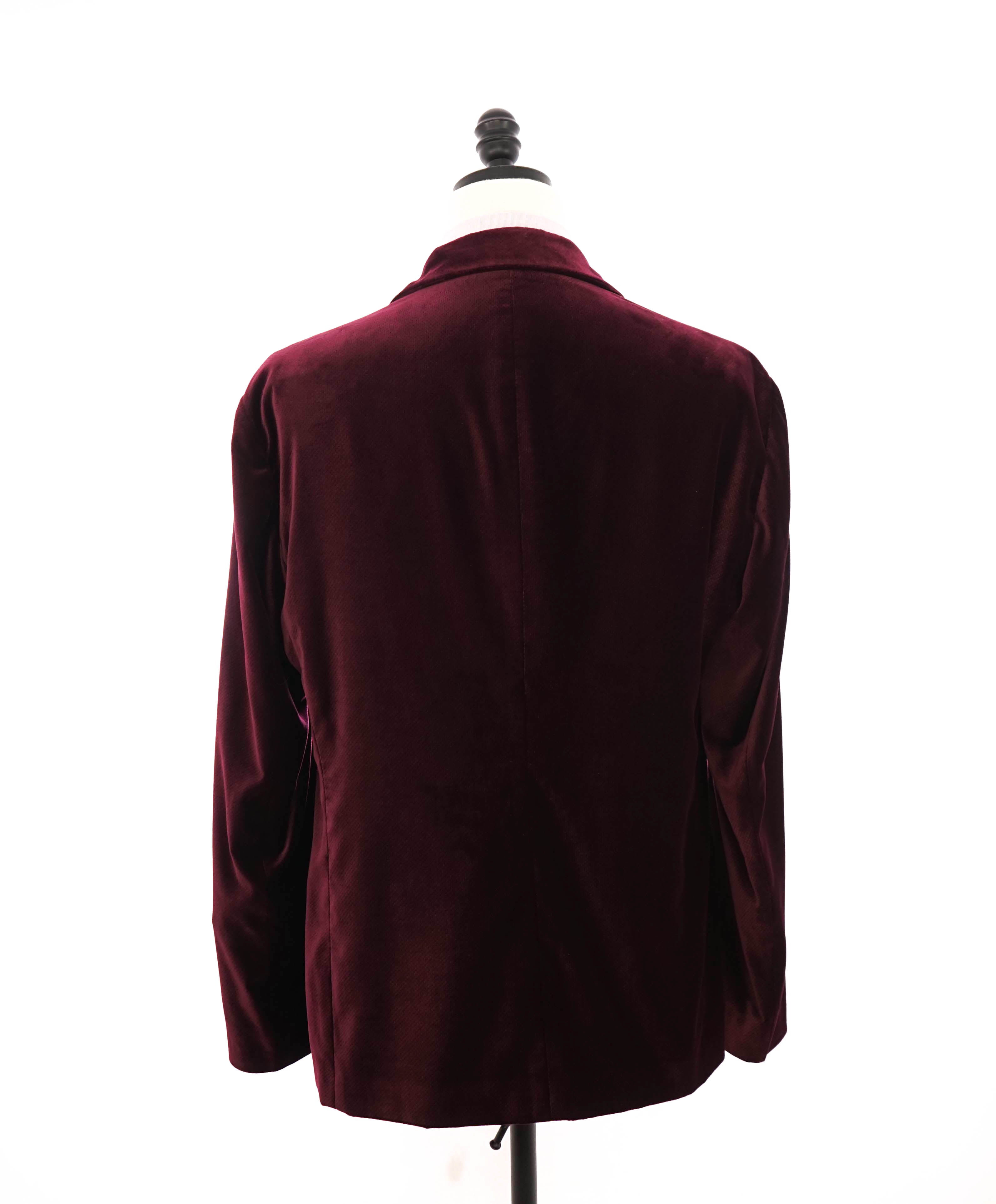 $2,995 GIORGIO ARMANI - Velvet Burgundy Wine Textured Blazer - 44R