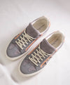 $750 SALVATORE FERRAGAMO - *BORG 5* Gray/Salmon Gancini Sneaker - 10 M US