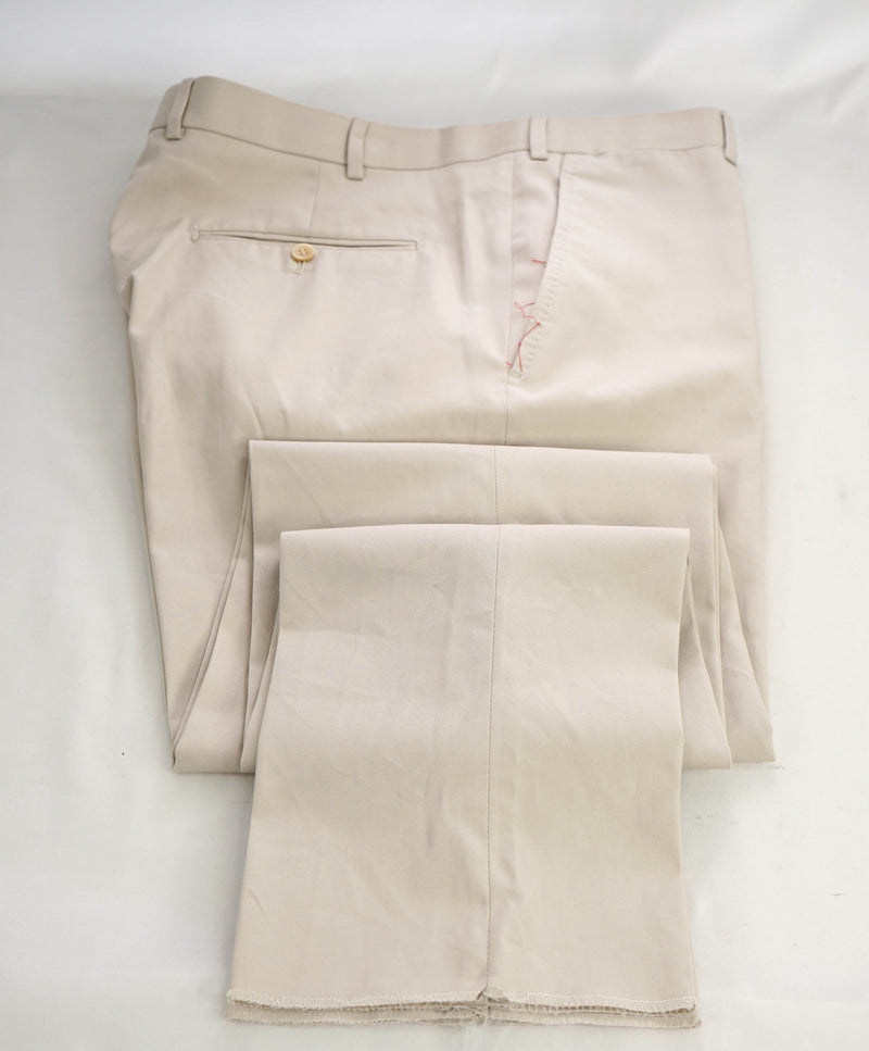 ISAIA - Stone Color Flat Front Cotton Dress Pants - 36W