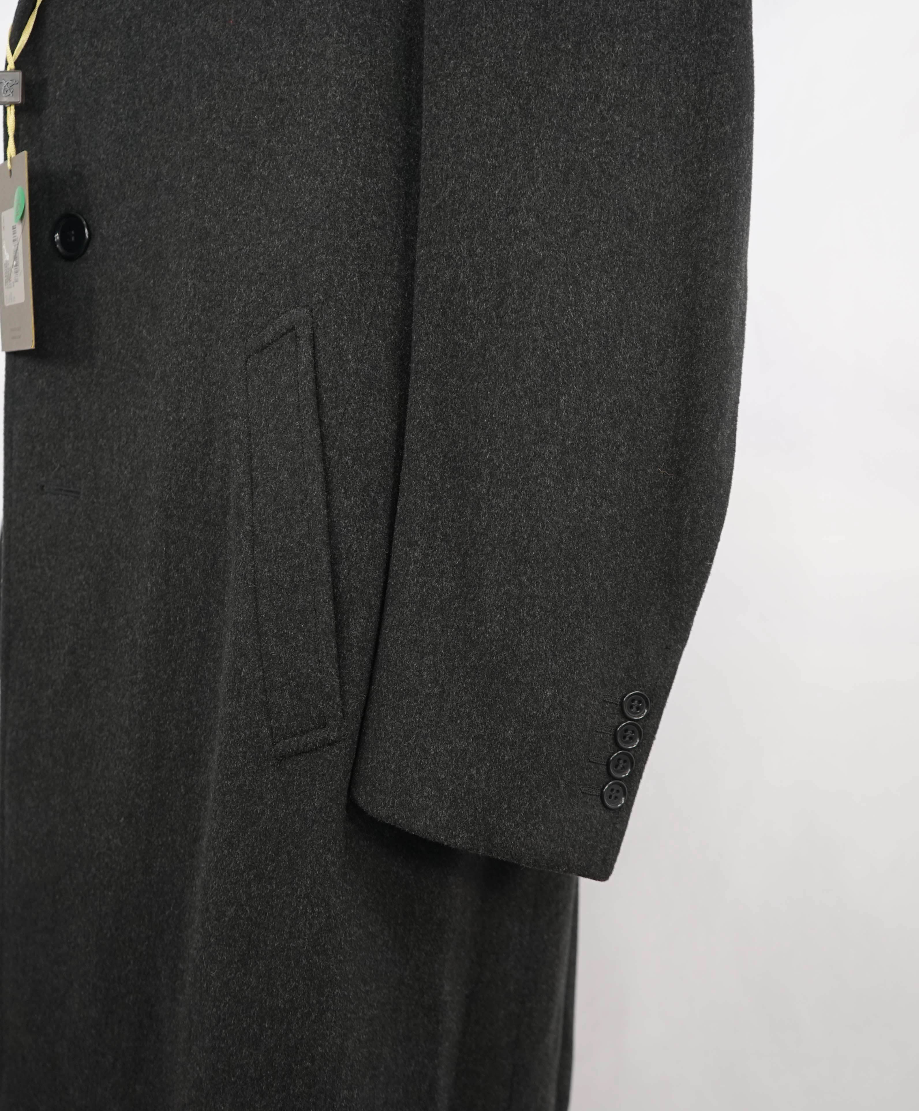 $2,395 CANALI - Dark Gray Solid CASHMERE / WOOL Wool Topcoat Coat - 40R