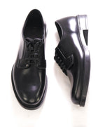 $1,150 PRADA - Black Brushed Leather Derby Lace-Ups - 8 US (7 Prada)