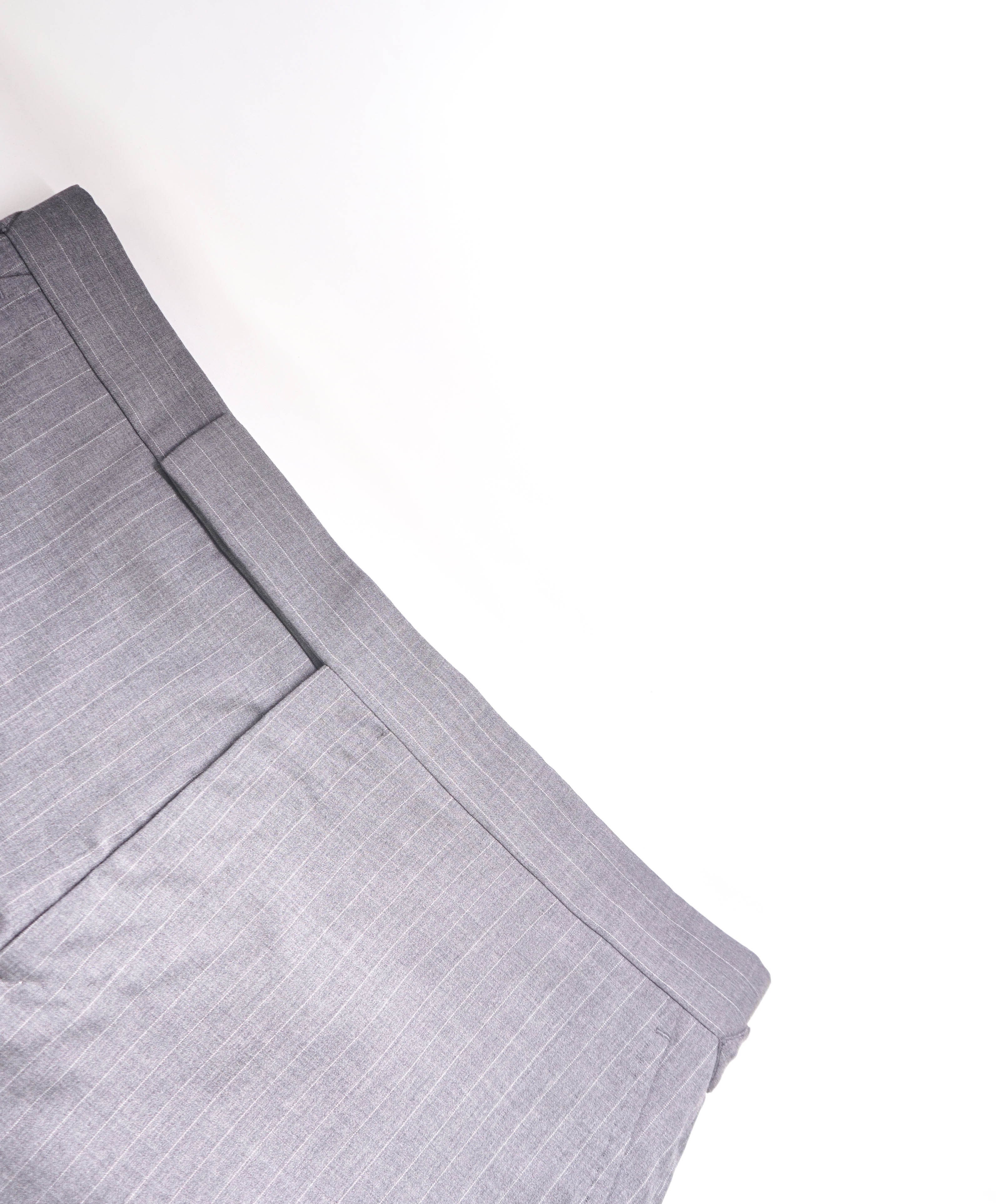 RALPH LAUREN PURPLE LABEL - *SIDE TABS* Gray Stripe Flat Front Dress Pants - 33W