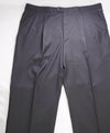 HICKEY FREEMAN - Solid Black Wool Pleated Dress Pants - 42W