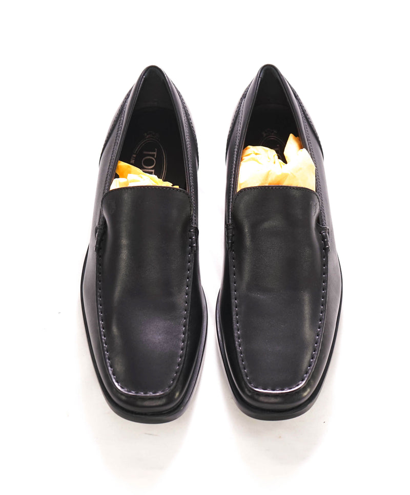 $675 TOD’S - Black Sleek Vamp Loafer Leather LOGO Vamp Loafer - (7 Tod's) 8 US