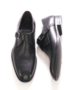 $960 ERMENEGILDO ZEGNA - "Sienna Flex" Black Single Monk Strap Loafers - 9 US