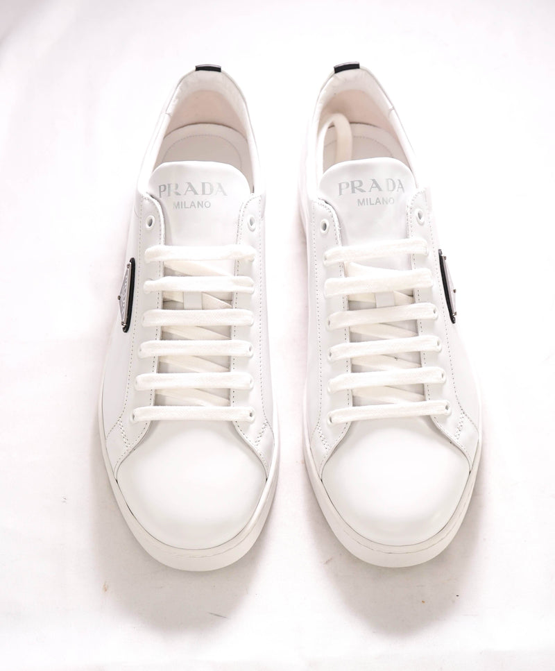 $900 PRADA -  White Leather Low Sneakers With Logo Detail - 11 US (10 IT) (Men)