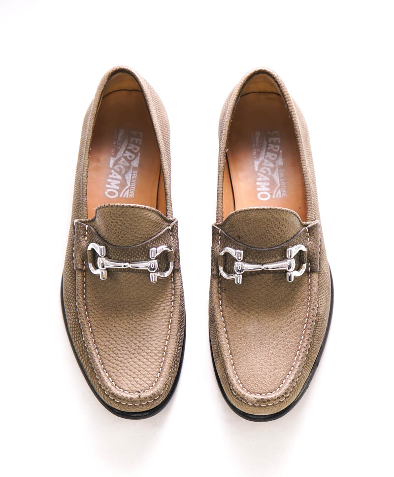 $2,650 SALVATORE FERRAGAMO - “Mason” PYTHON Leather Logo Bit Loafers - 7 EE