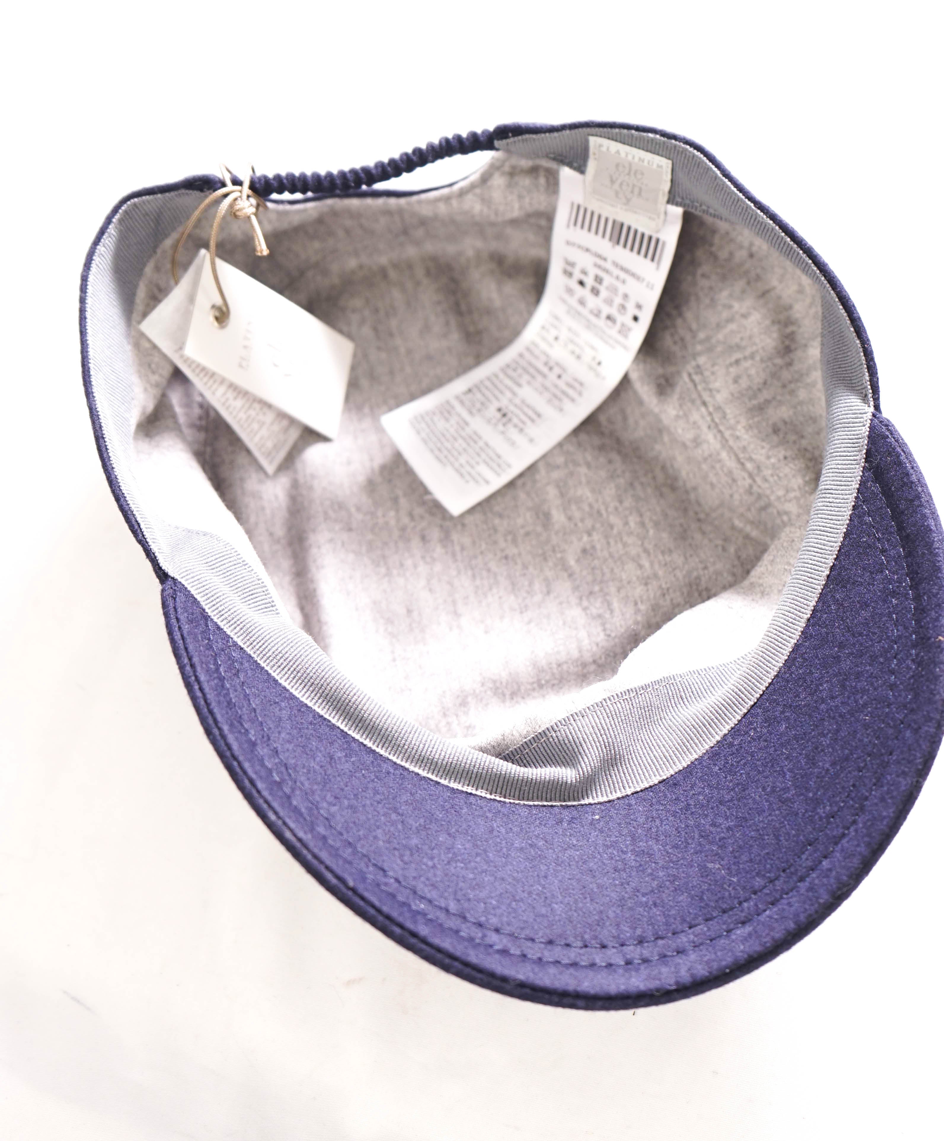 $395 ELEVENTY - Wool/ CASHMERE Blue Flannel Baseball Cap Hat - N/A