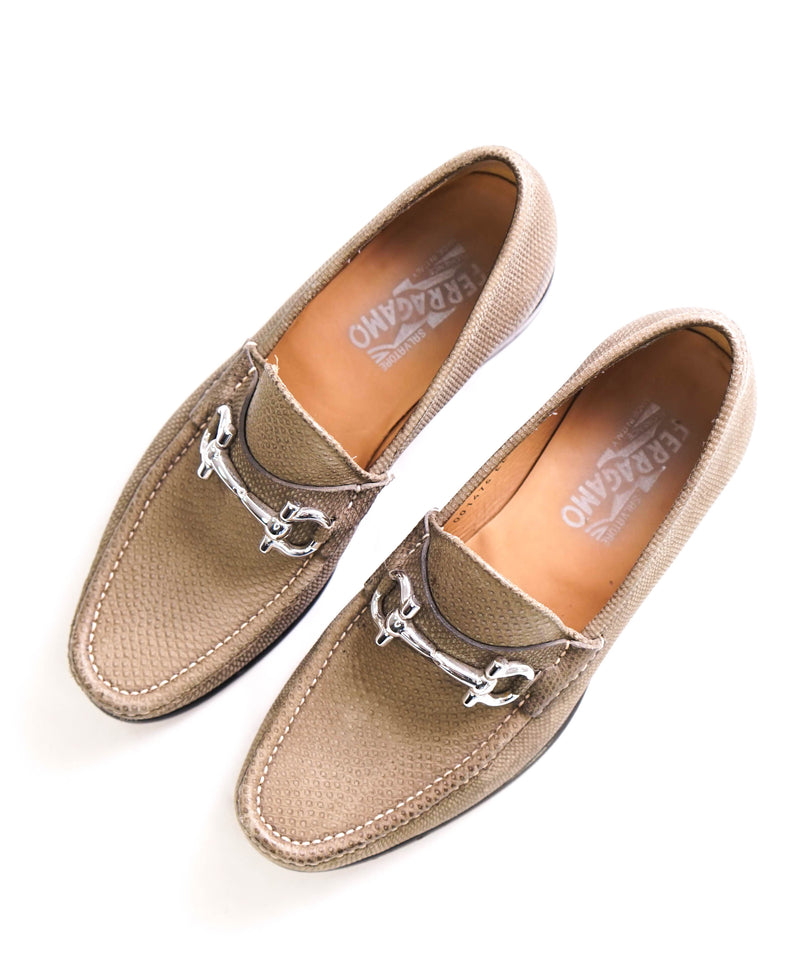 $2,650 SALVATORE FERRAGAMO - “Mason” PYTHON Leather Logo Bit Loafers - 7 EE