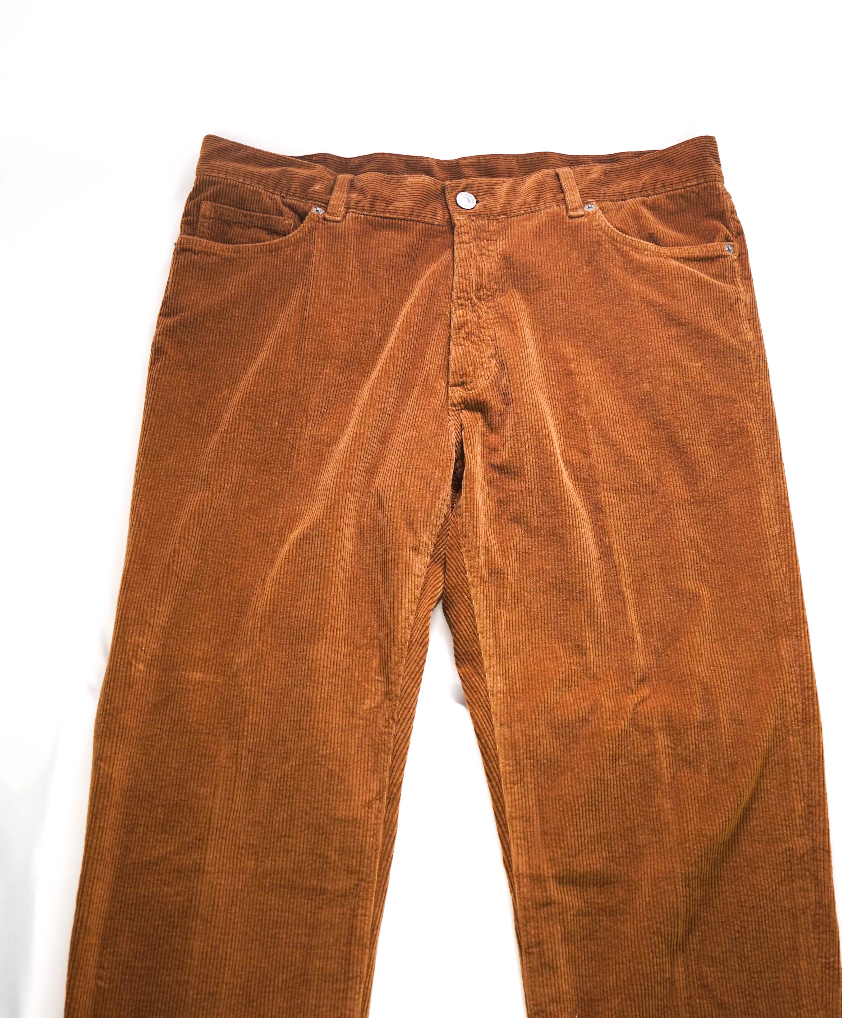 ERMENEGILDO ZEGNA - Brown "CASHCO" CASHMERE/CORDUROY Flat Front Pants - 36W