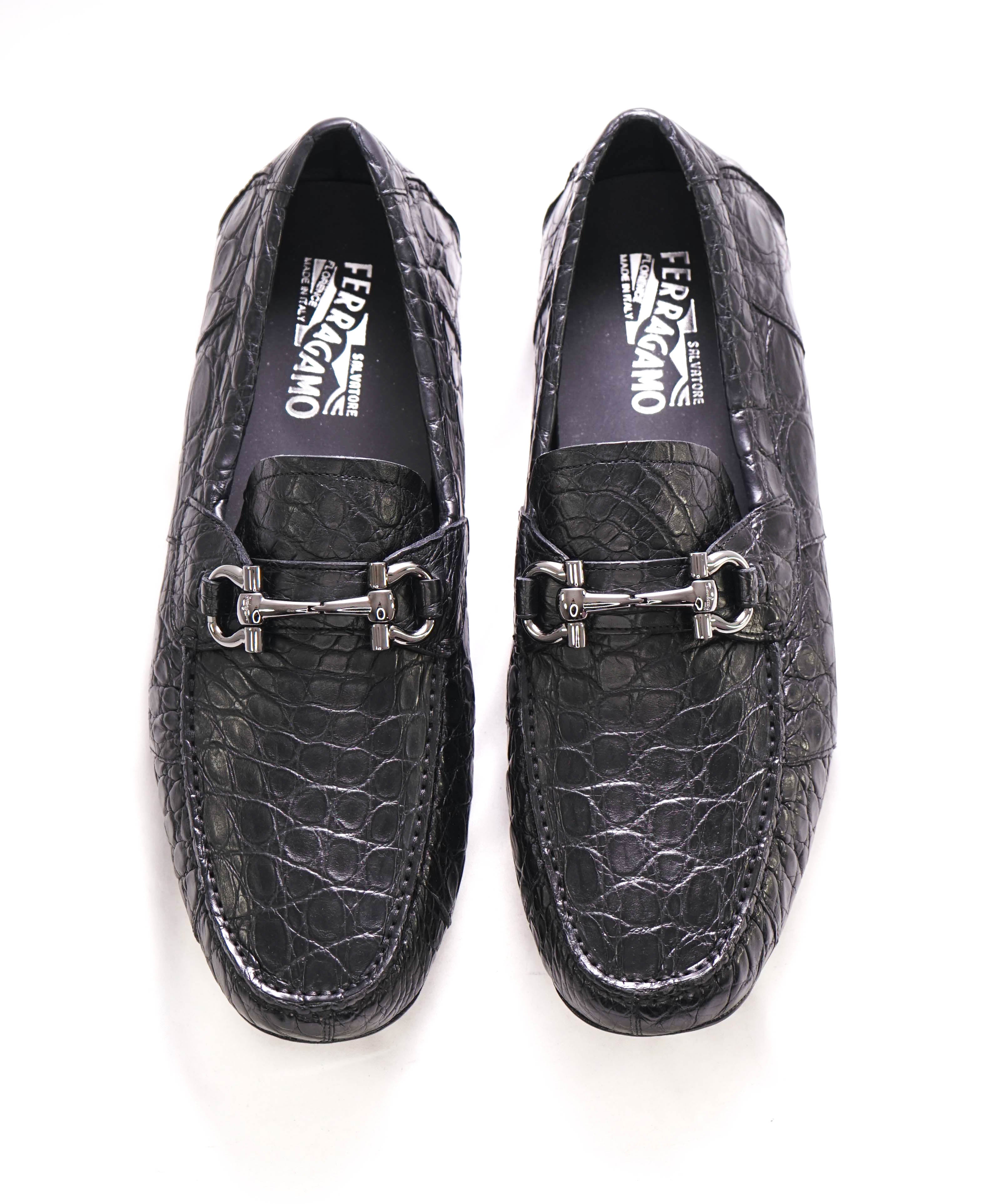 $2,000 SALVATORE FERRAGAMO - *CROCODILE SKIN* Parigi Slip On Loafers - 12 D