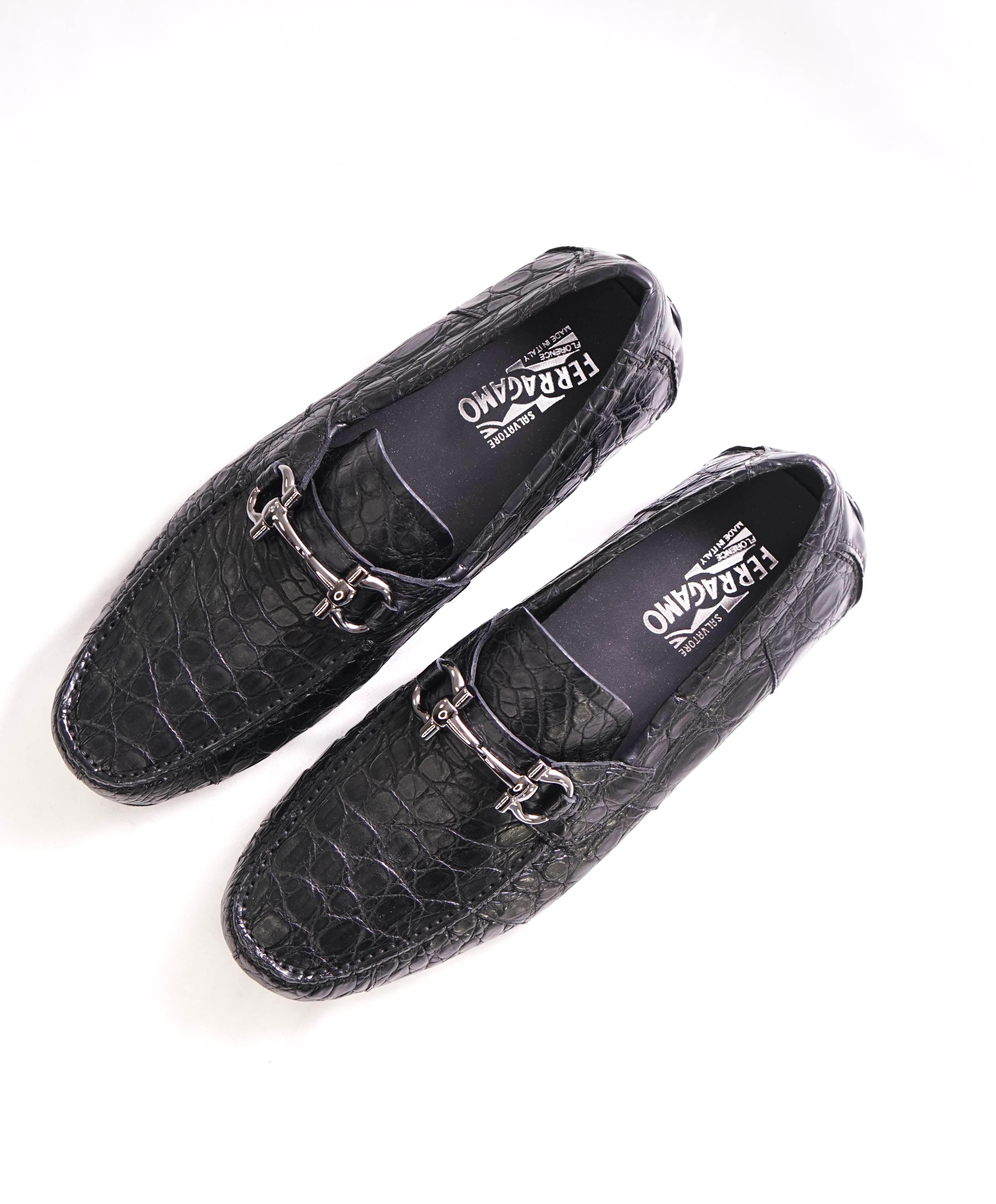 $2,000 SALVATORE FERRAGAMO - *CROCODILE SKIN* Parigi Slip On Loafers - 12 D