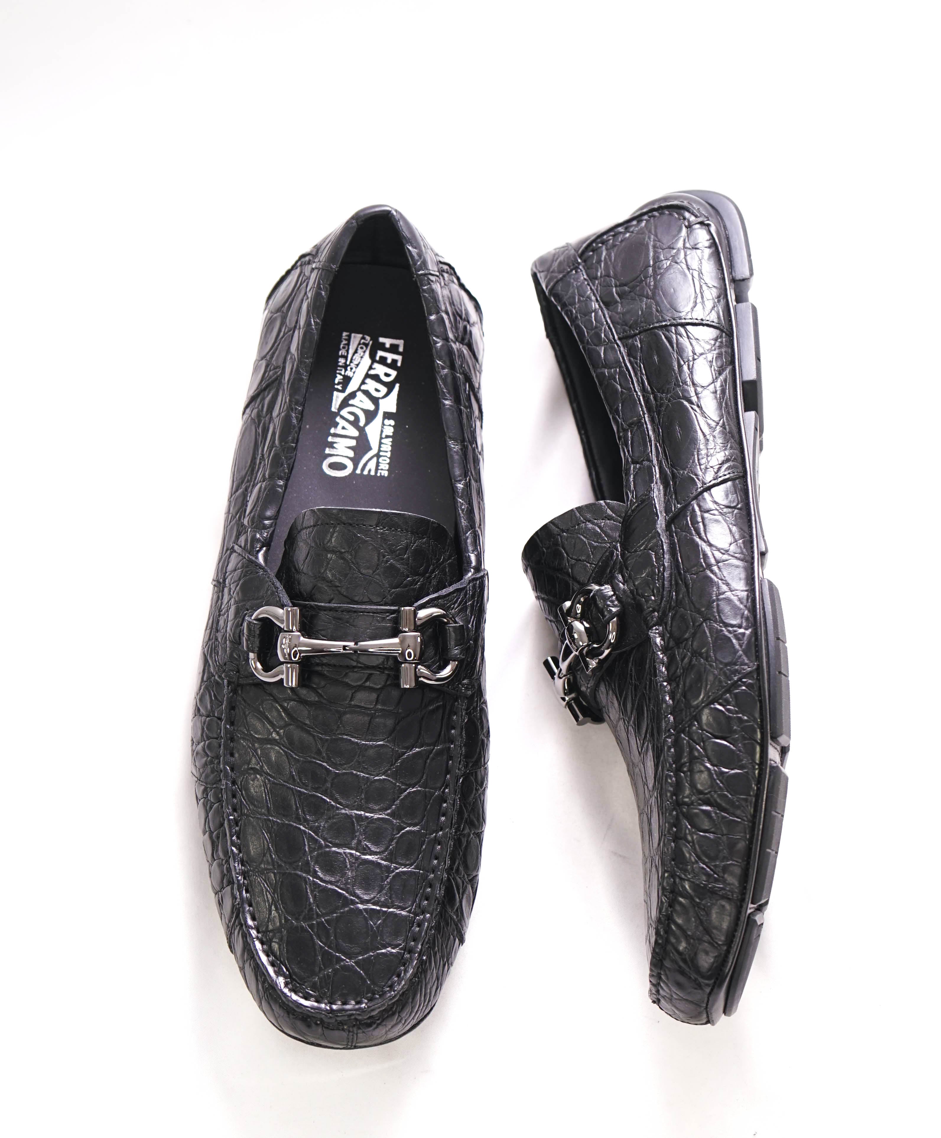 $2,000 SALVATORE FERRAGAMO - *CROCODILE SKIN* Parigi Slip On Loafers - 12 D