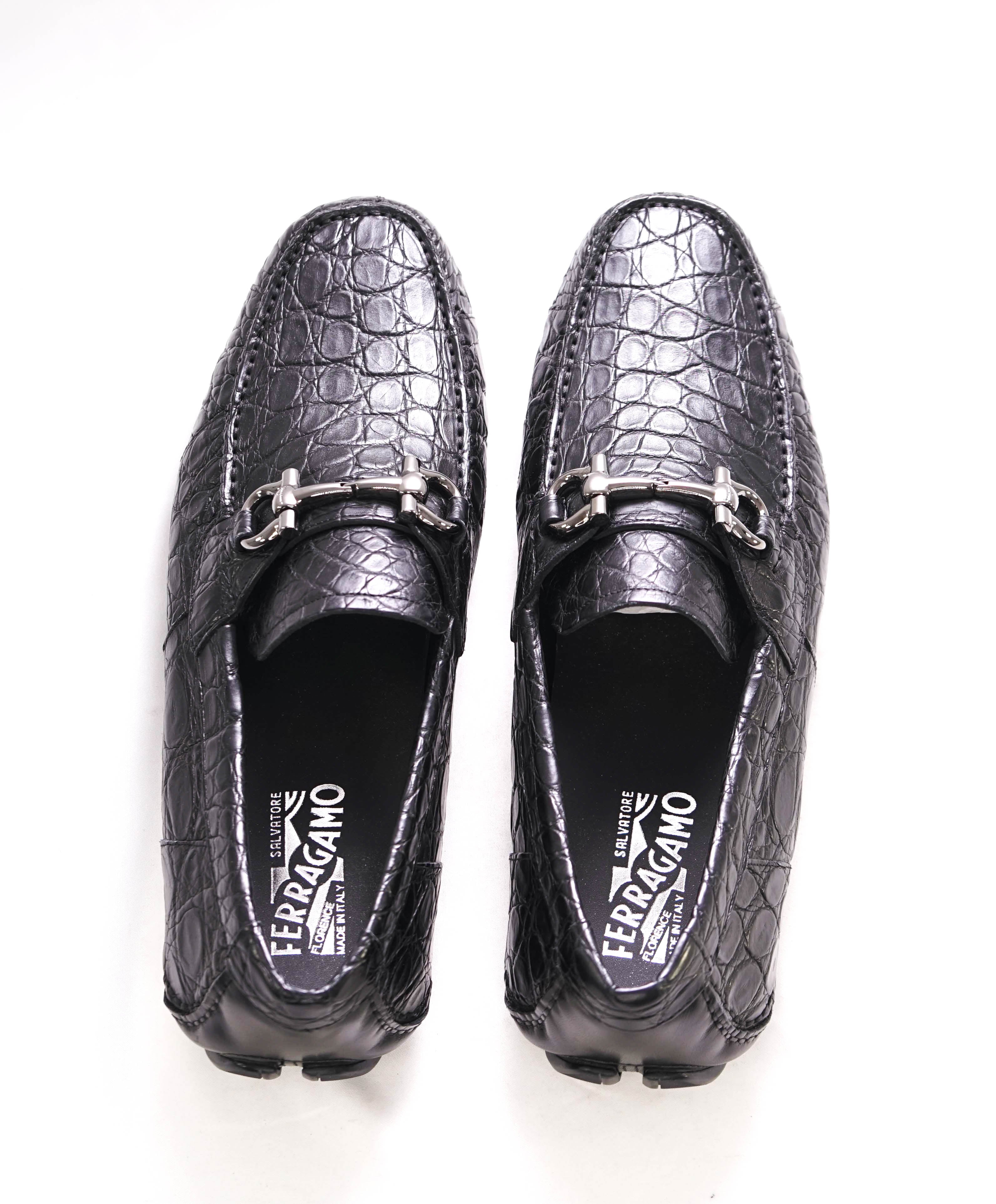 $2,000 SALVATORE FERRAGAMO - *CROCODILE SKIN* Parigi Slip On Loafers - 12 D