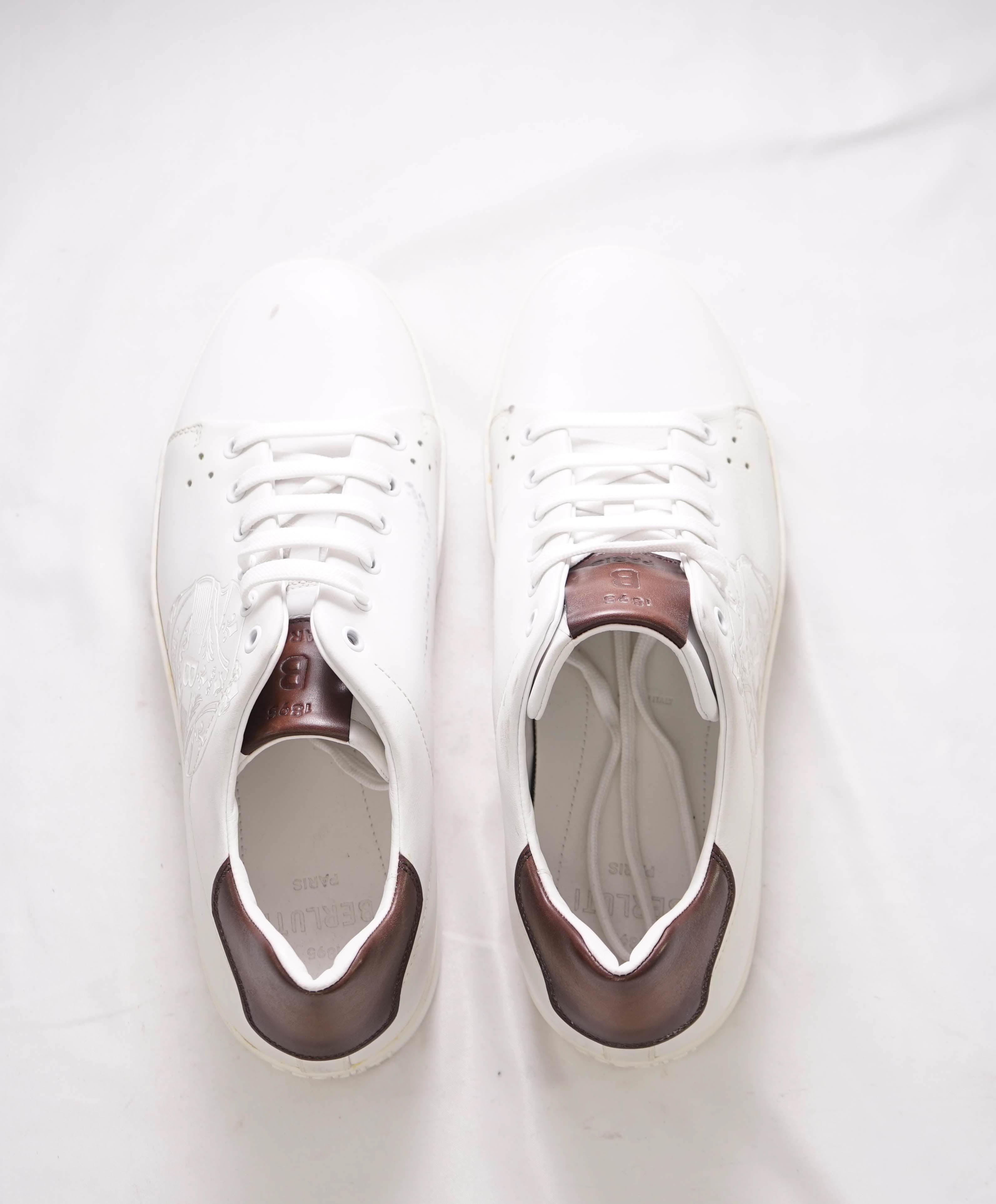 $1,720 BERLUTI PARIS- "SCRITTO" Leather Lace-Up Sneakers In White - 9.5 US (8.5 Stamped)