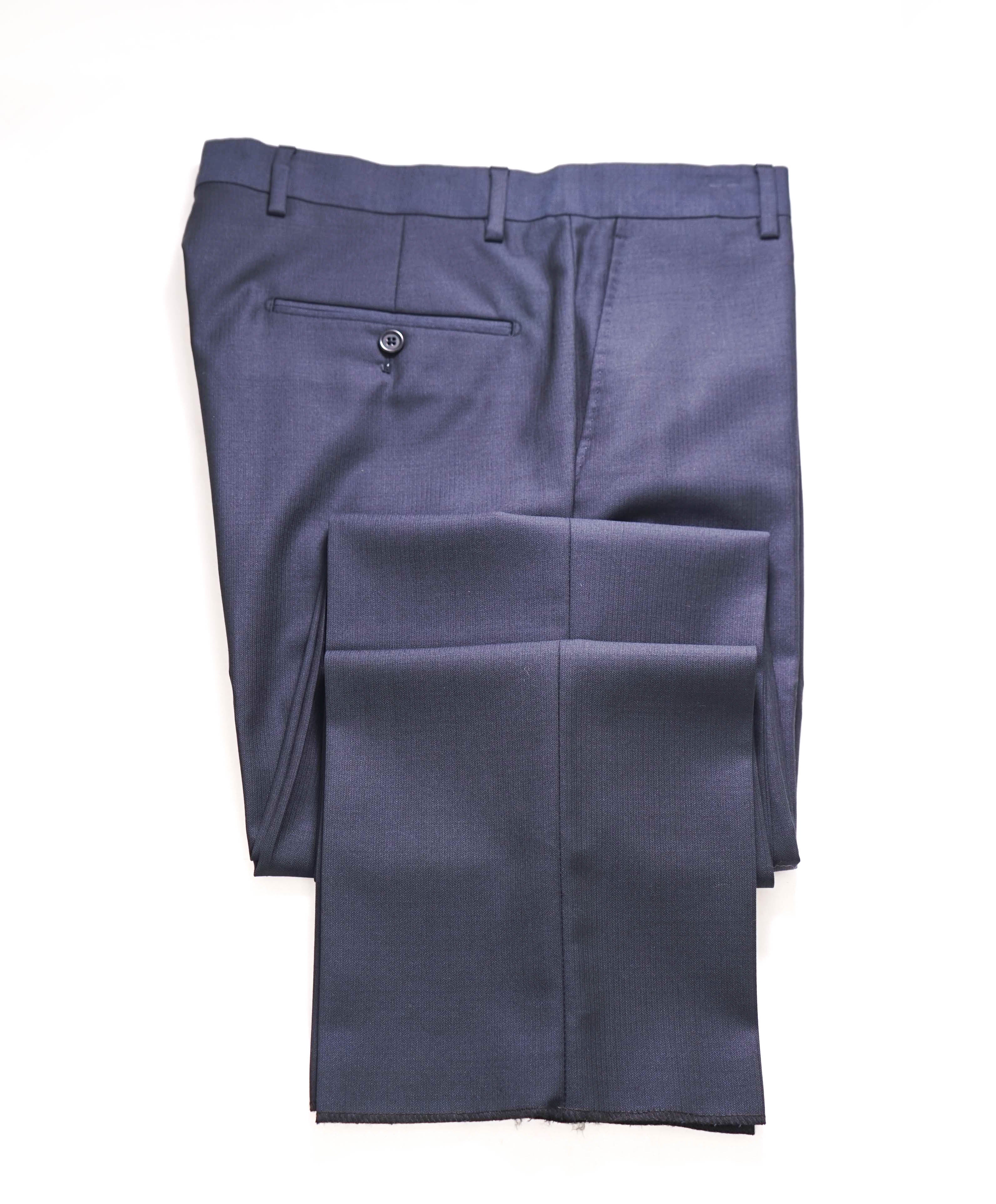 SAKS FIFTH AVE - Steel Blue Wool MADE IN ITALY Flat Front Dress Pants - 32W