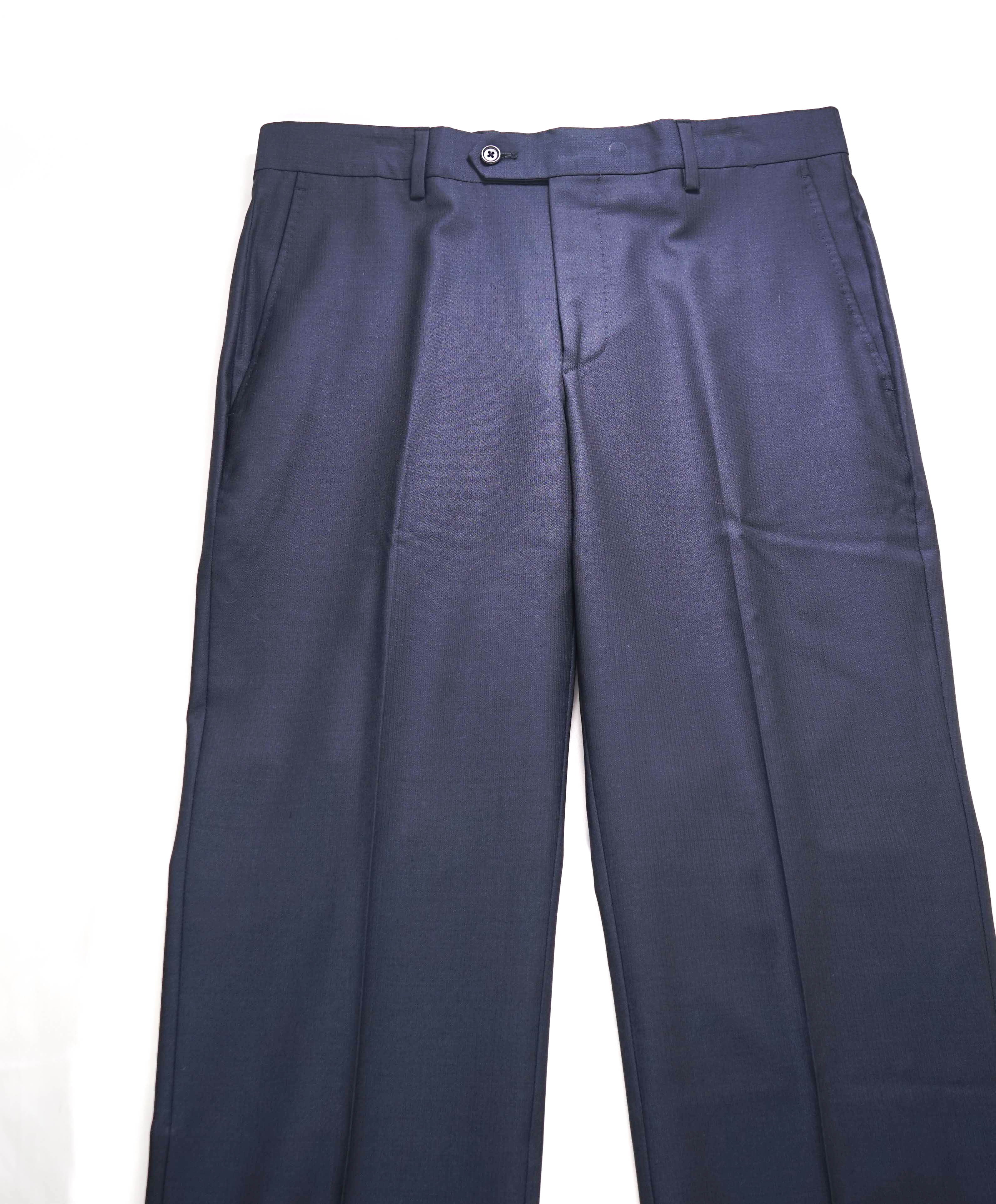 SAKS FIFTH AVE - Steel Blue Wool MADE IN ITALY Flat Front Dress Pants - 32W