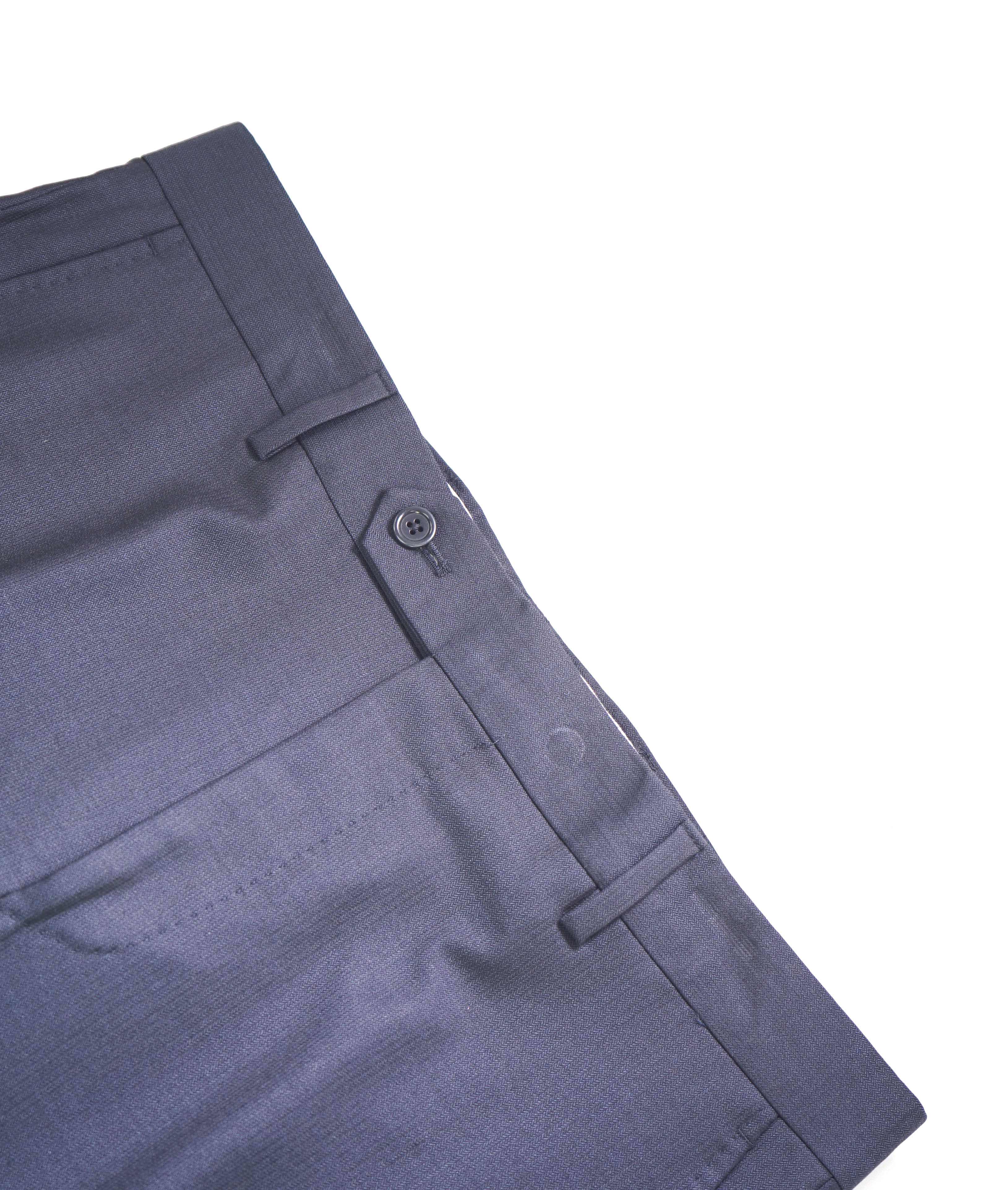 SAKS FIFTH AVE - Steel Blue Wool MADE IN ITALY Flat Front Dress Pants - 32W