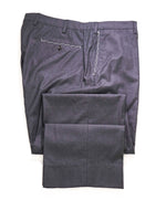 $460 INCOTEX - "SUPER 150's" Gray Flat Front Wool Dress Pants  -  38W