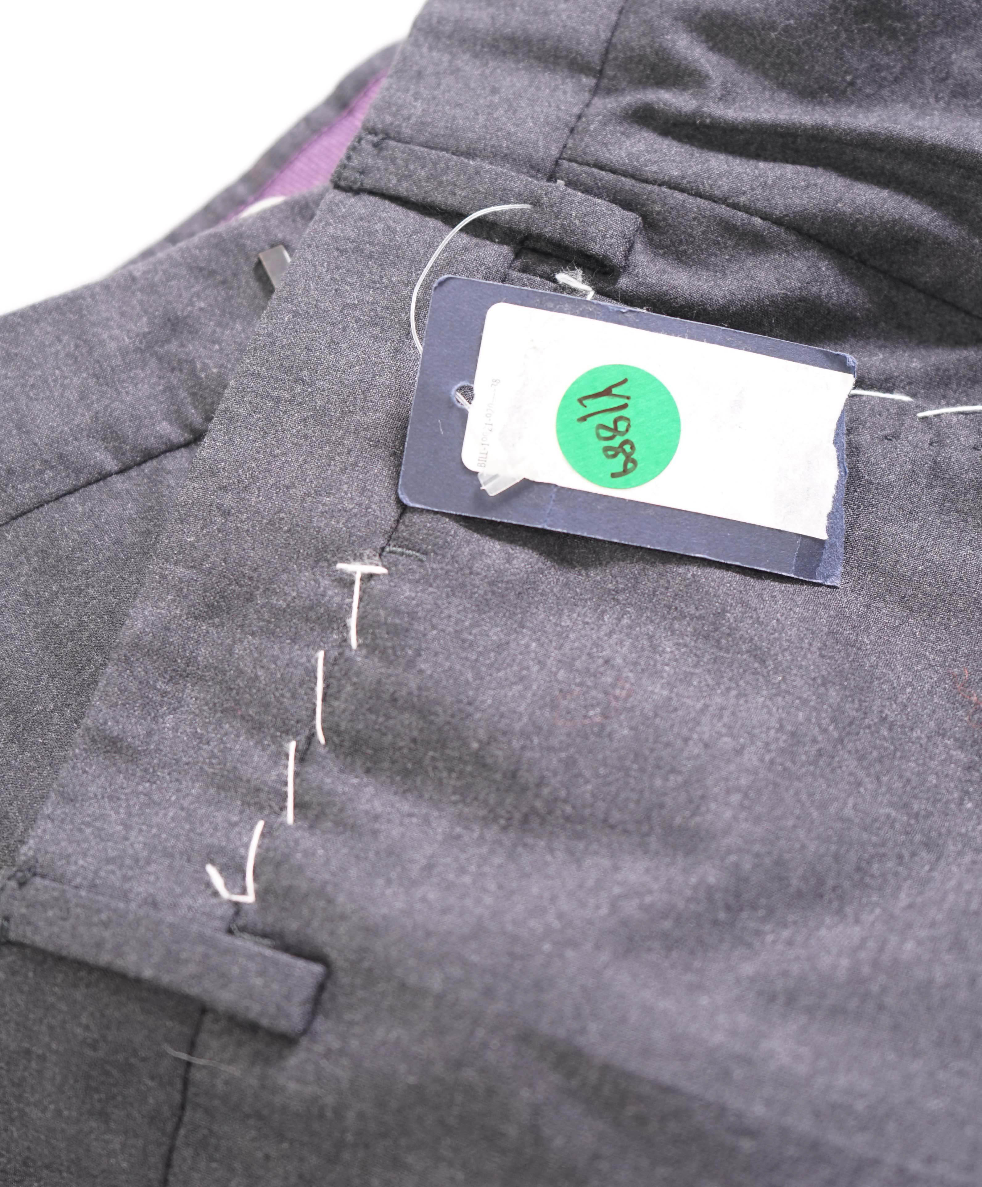 $460 INCOTEX - "SUPER 150's" Gray Flat Front Wool Dress Pants  -  38W