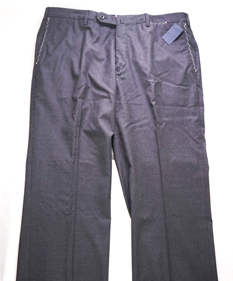 $460 INCOTEX - "SUPER 150's" Gray Flat Front Wool Dress Pants  -  38W