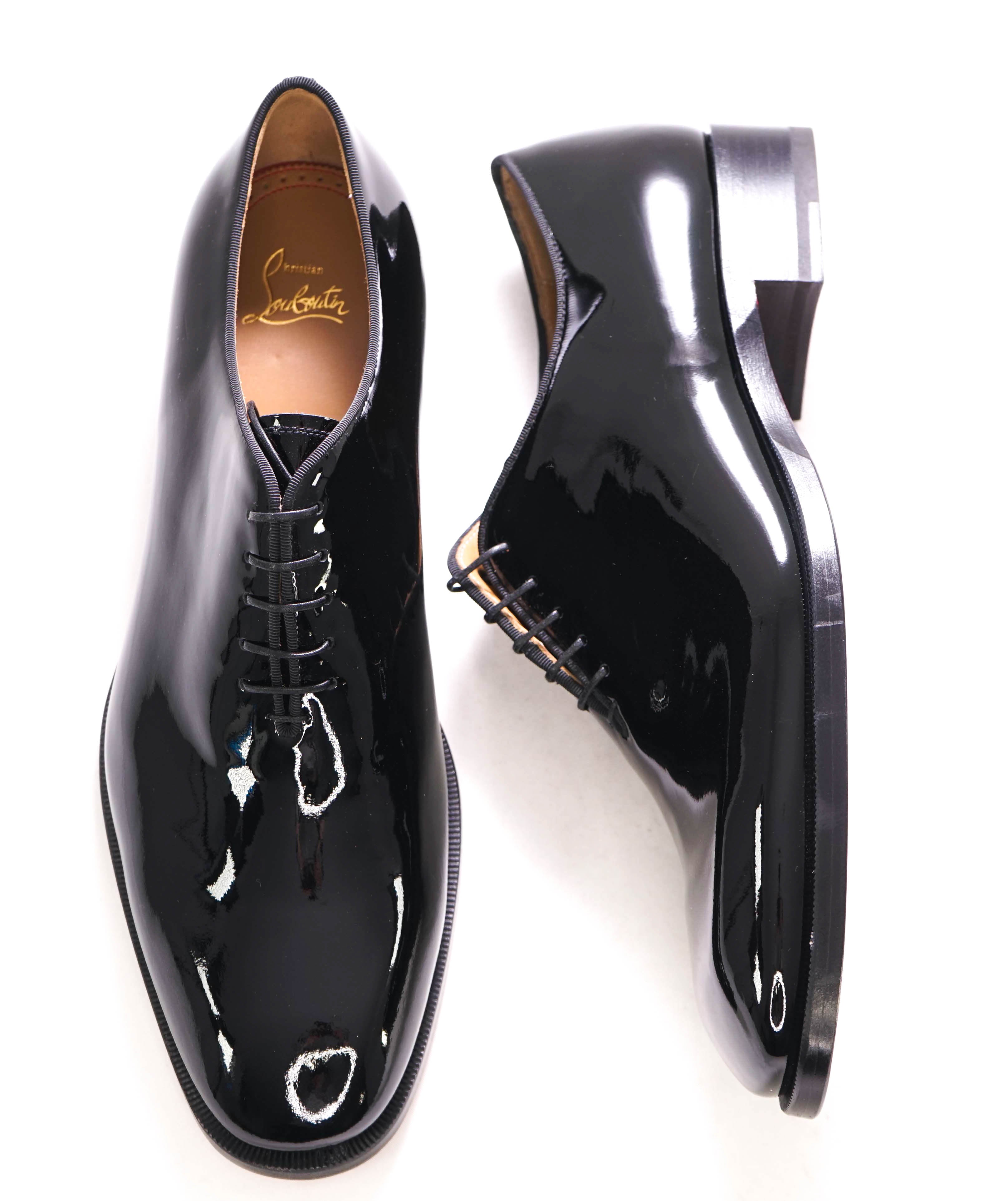 $1,145 CHRISTIAN LOUBOUTIN - *CORTEO* Black Patent Leather Oxfords - 11.5 US (44.5EU)