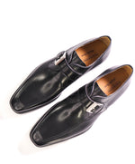 MAGNANNI - Black Loafers With Single Monk Strap Detail Rubber Sole - 9