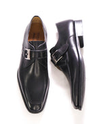 MAGNANNI - Black Loafers With Single Monk Strap Detail Rubber Sole - 9