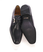 MAGNANNI - Black Loafers With Single Monk Strap Detail Rubber Sole - 9