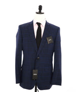 HUGO BOSS - "GUABELLO" Italian Fabric Blue Windowpane SLIM Suit - 38R