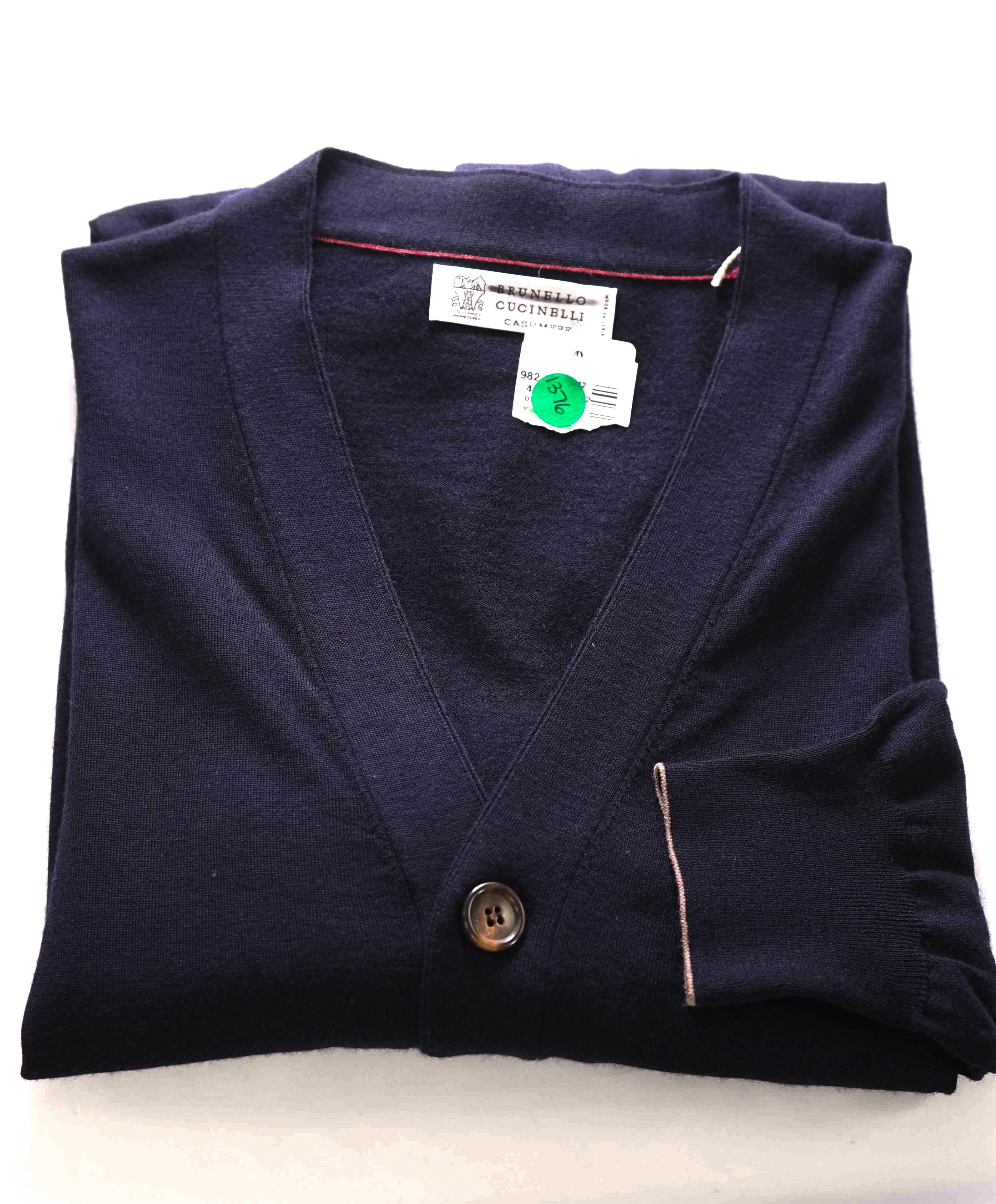 $1,295 BRUNELLO CUCINELLI - *CASHMERE/WOOL* Navy Cardigan Sweater- 58 (46US))