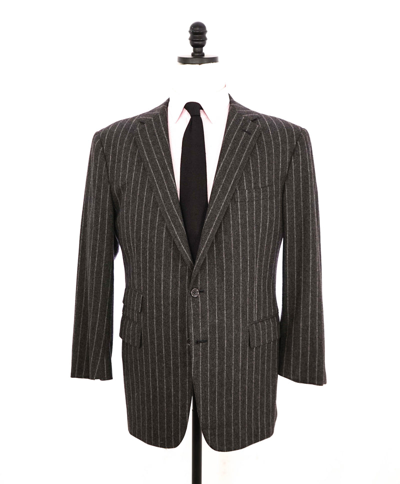 $3,495 RALPH LAUREN PURPLE LABEL - Gray Flannel Tonal Chalk Stripe Suit - 42R