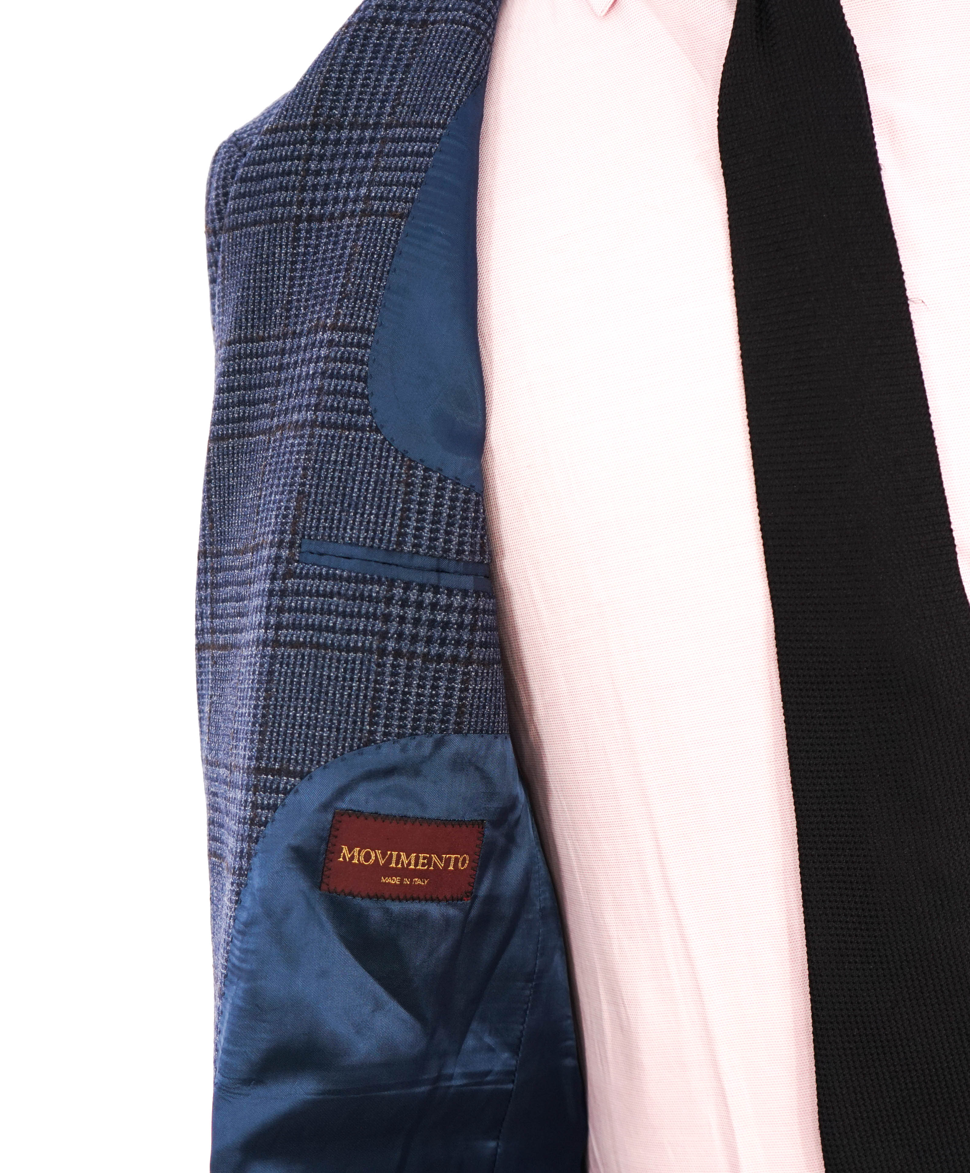 $1,295 LORO PIANA - MOVIMENTO “ZELANDER” Bold Blue Check Blazer- 46R