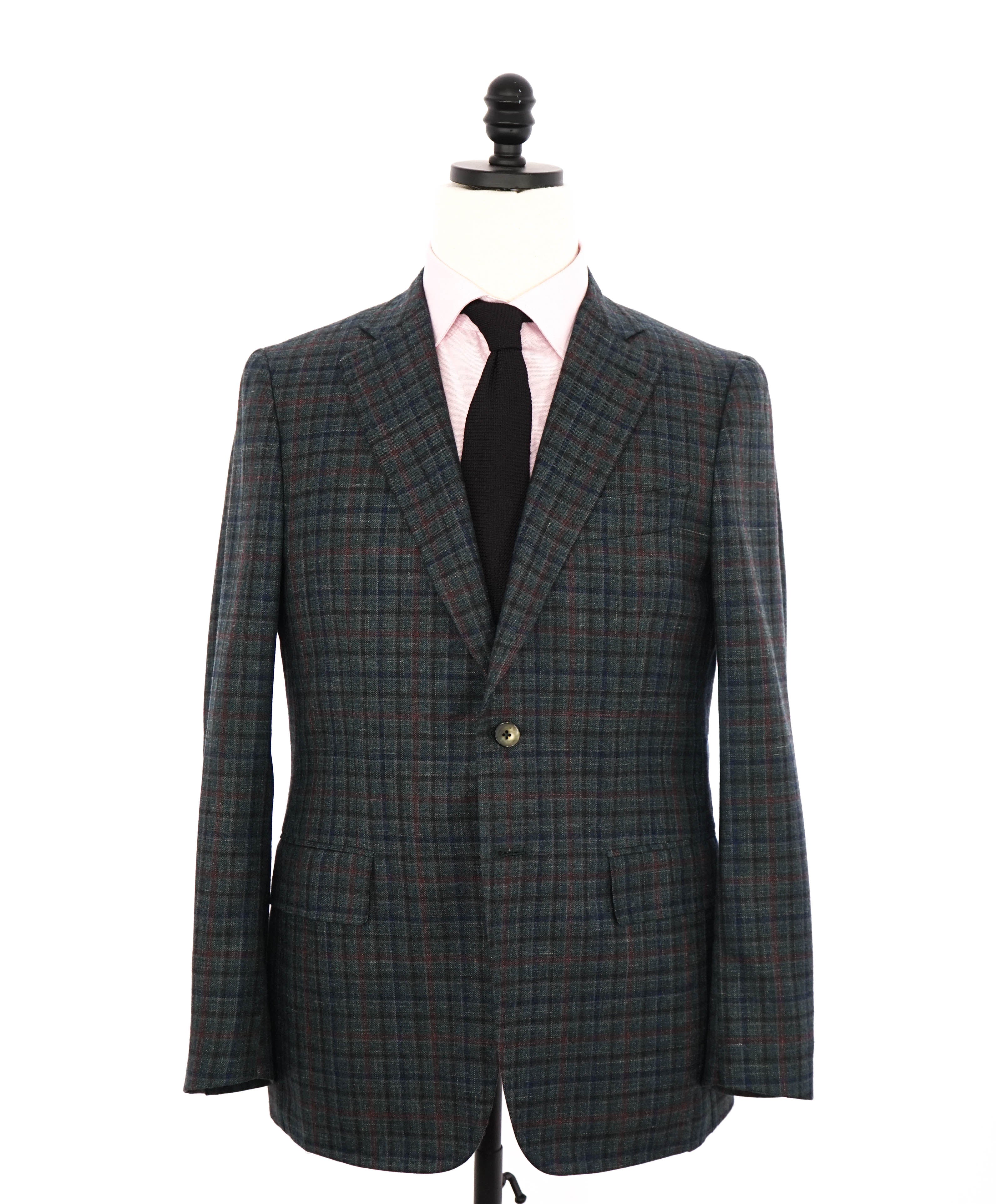 ISAIA - Green "Teal/Brown" Bold Check Plaid "Delain Select" Blazer W LOGO- 40R