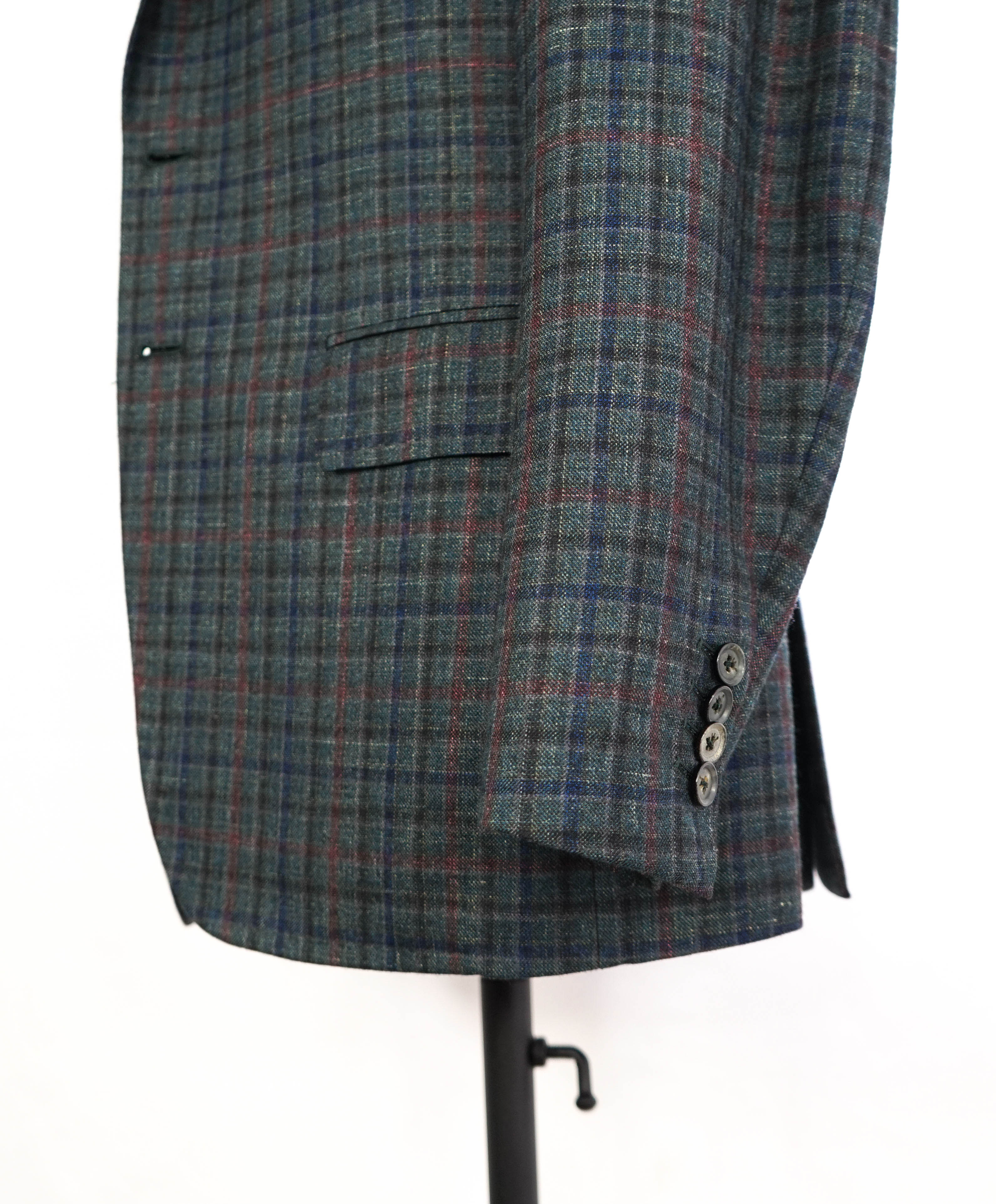 ISAIA - Green "Teal/Brown" Bold Check Plaid "Delain Select" Blazer W LOGO- 40R