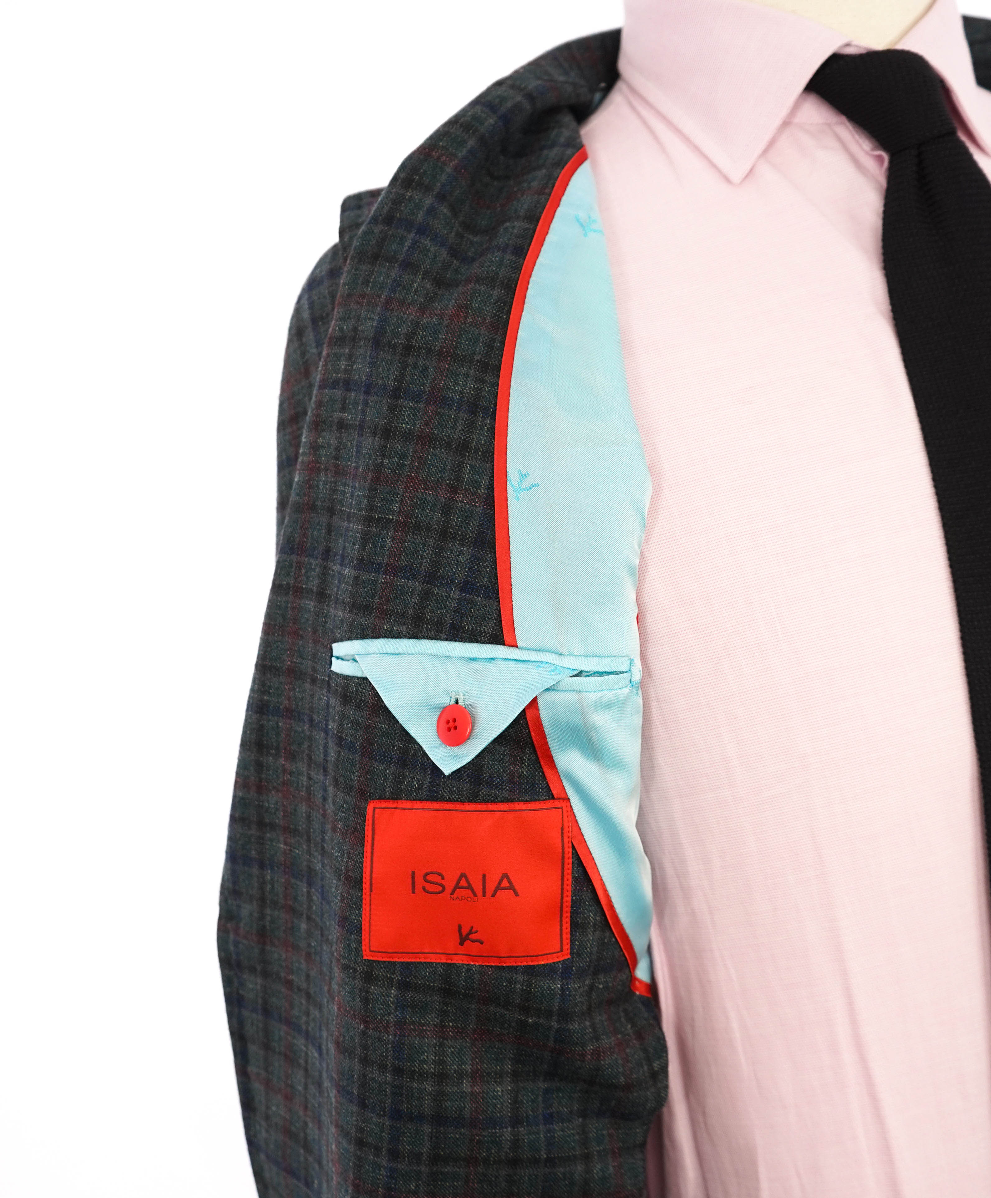 ISAIA - Green "Teal/Brown" Bold Check Plaid "Delain Select" Blazer W LOGO- 40R