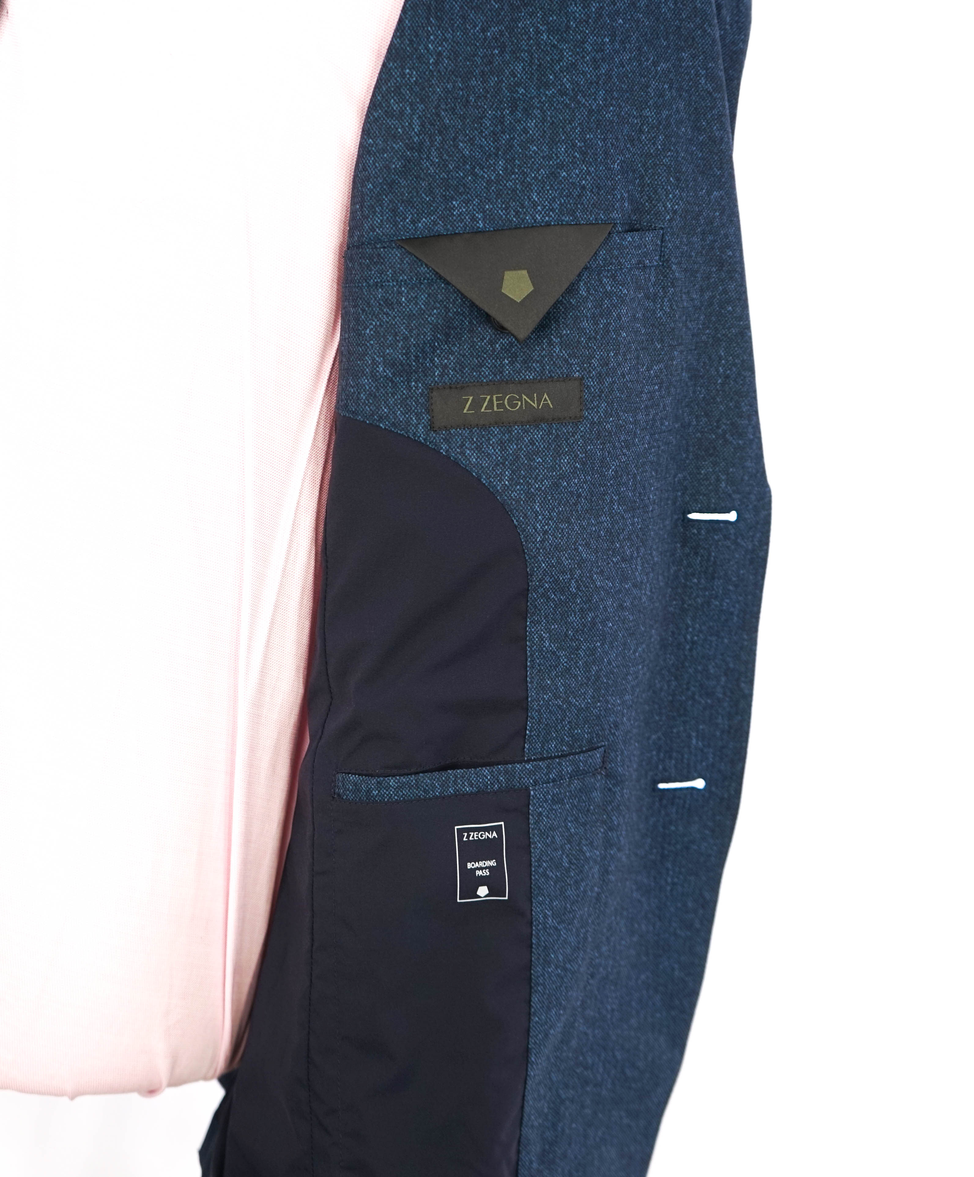 $1,395 Z ZEGNA - Heathered Blue "FOLD AWAY" TRAVEL Blazer - M