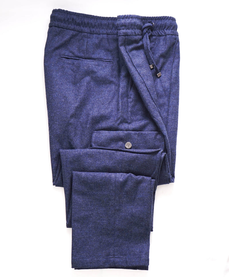 ISAIA - Wool & CASHMERE *JOGGER/CARGO* Blue Pants Flat Front - 31W (48EU)