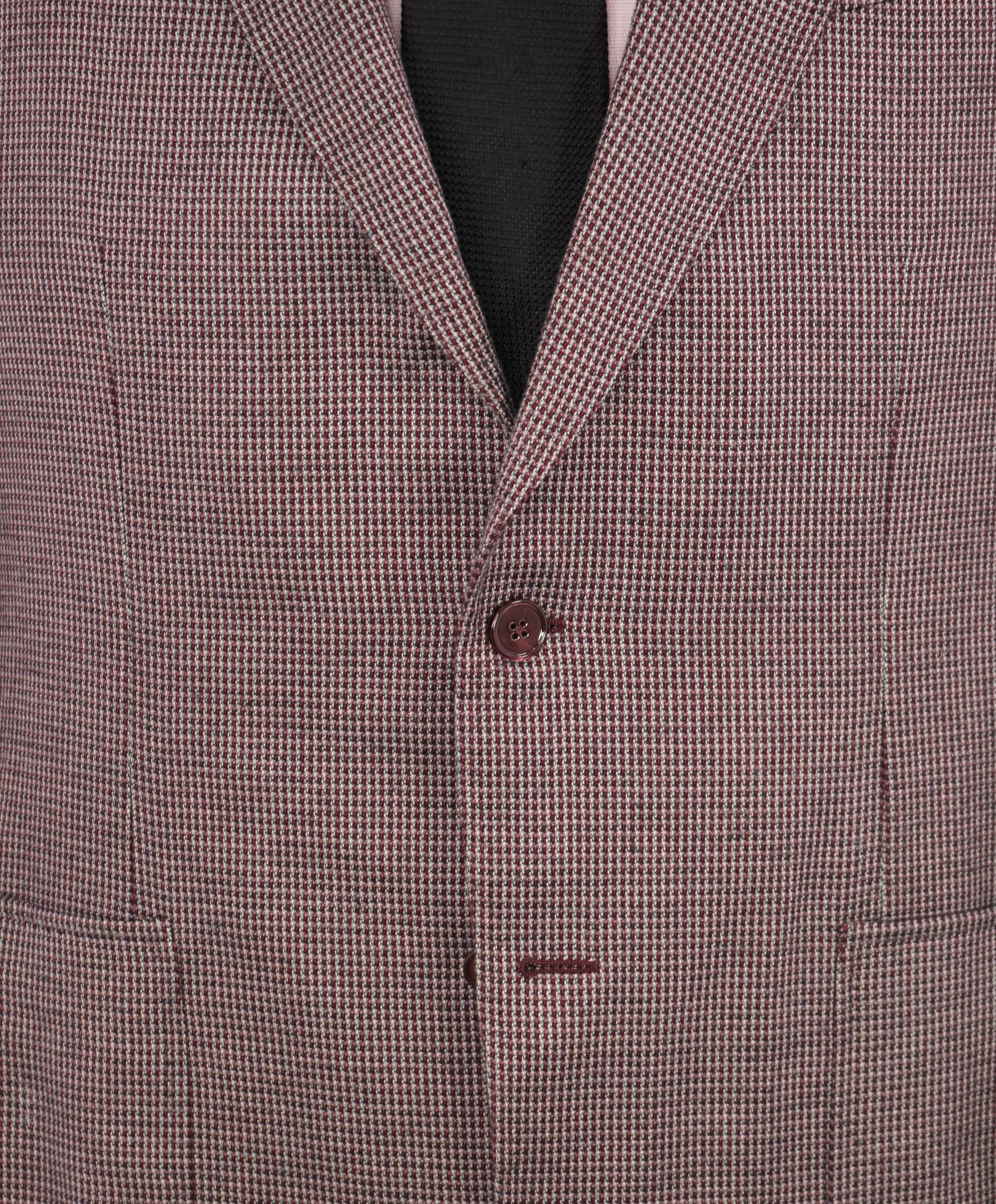 $3,295 ERMENEGILDO ZEGNA - *CASHMERE* Cotton Burgundy Birdseye Peak Blazer- 44R