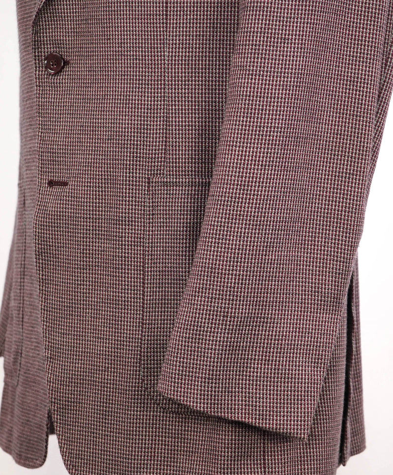 $3,295 ERMENEGILDO ZEGNA - *CASHMERE* Cotton Burgundy Birdseye Peak Blazer- 44R