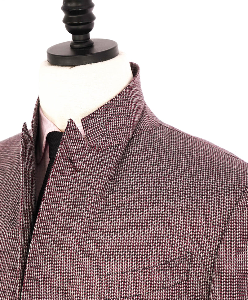 $3,295 ERMENEGILDO ZEGNA - *CASHMERE* Cotton Burgundy Birdseye Peak Blazer- 44R