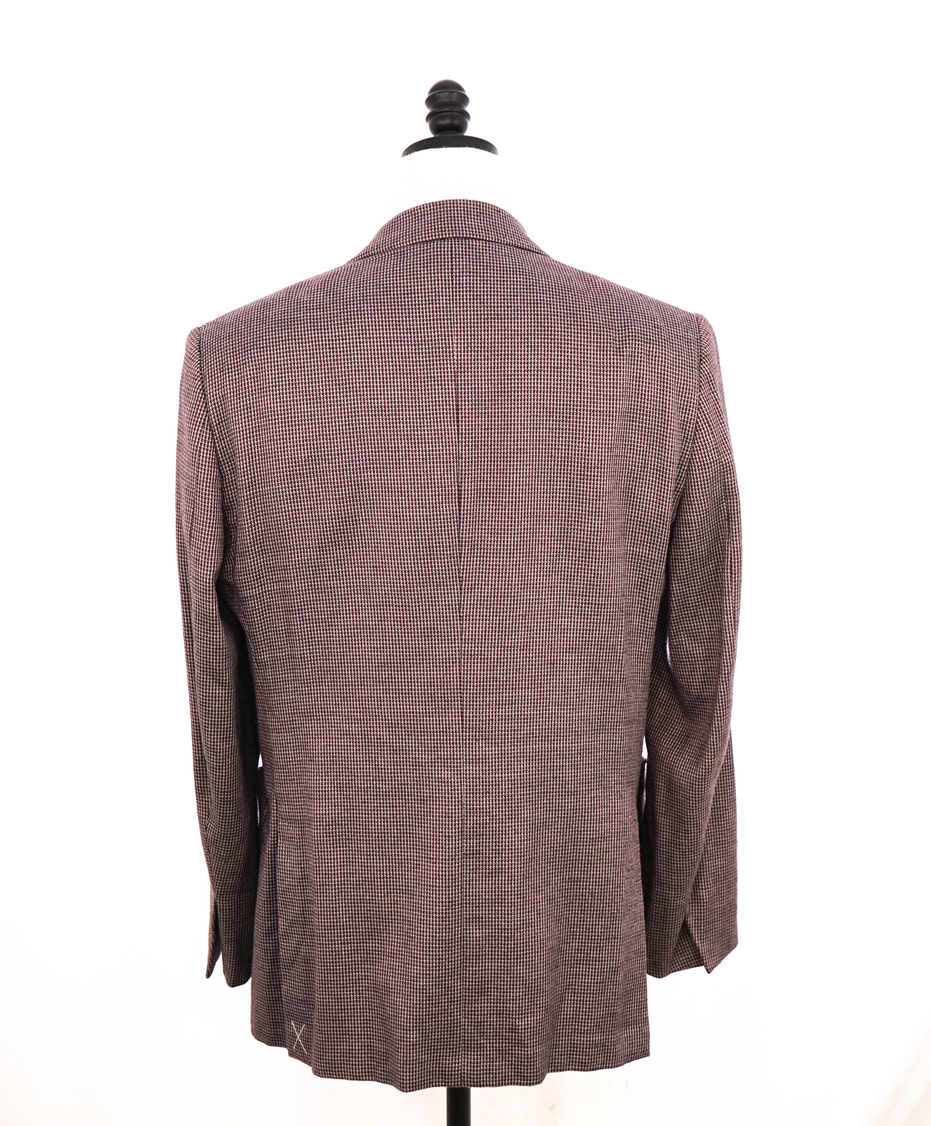 $3,295 ERMENEGILDO ZEGNA - *CASHMERE* Cotton Burgundy Birdseye Peak Blazer- 44R