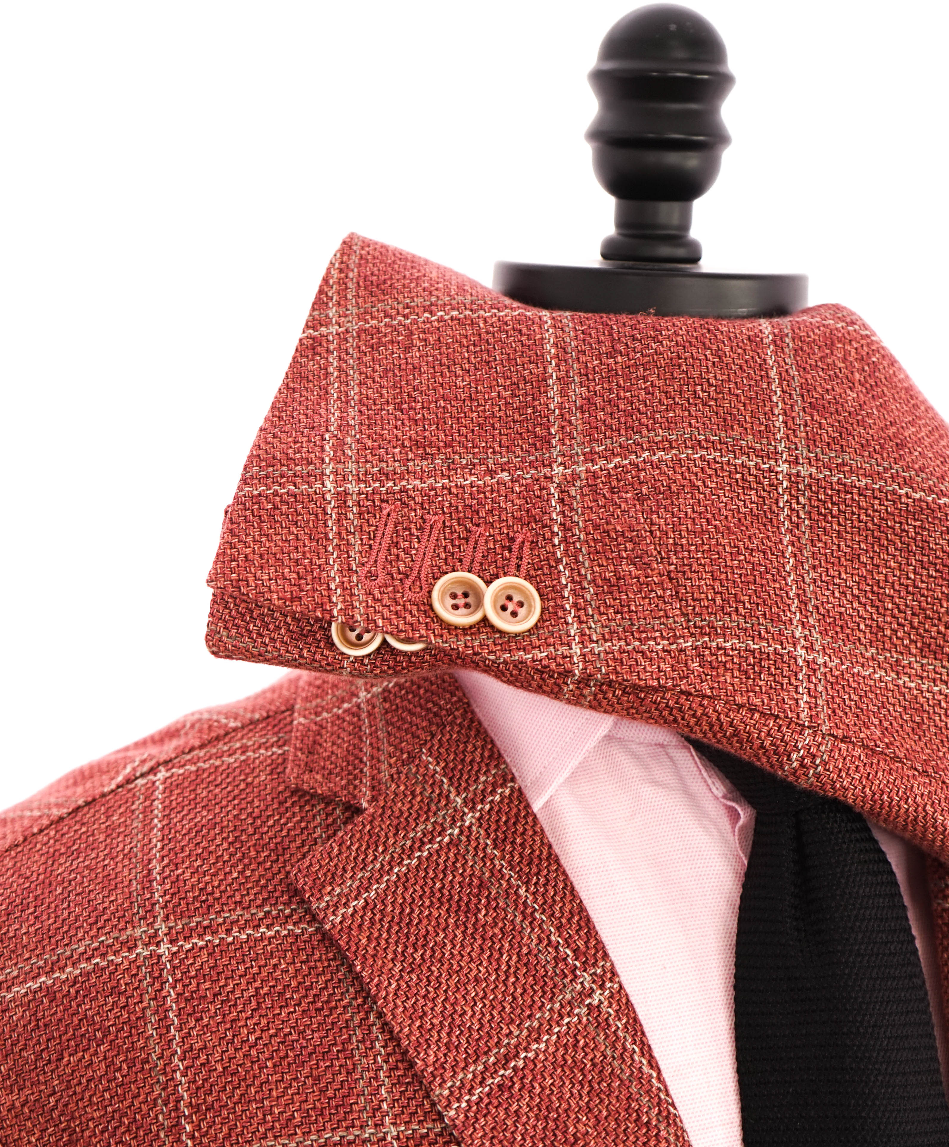 $1,595 CORNELIANI - Pink/Red LINEN/WOOL Logo  Blazer - 40R