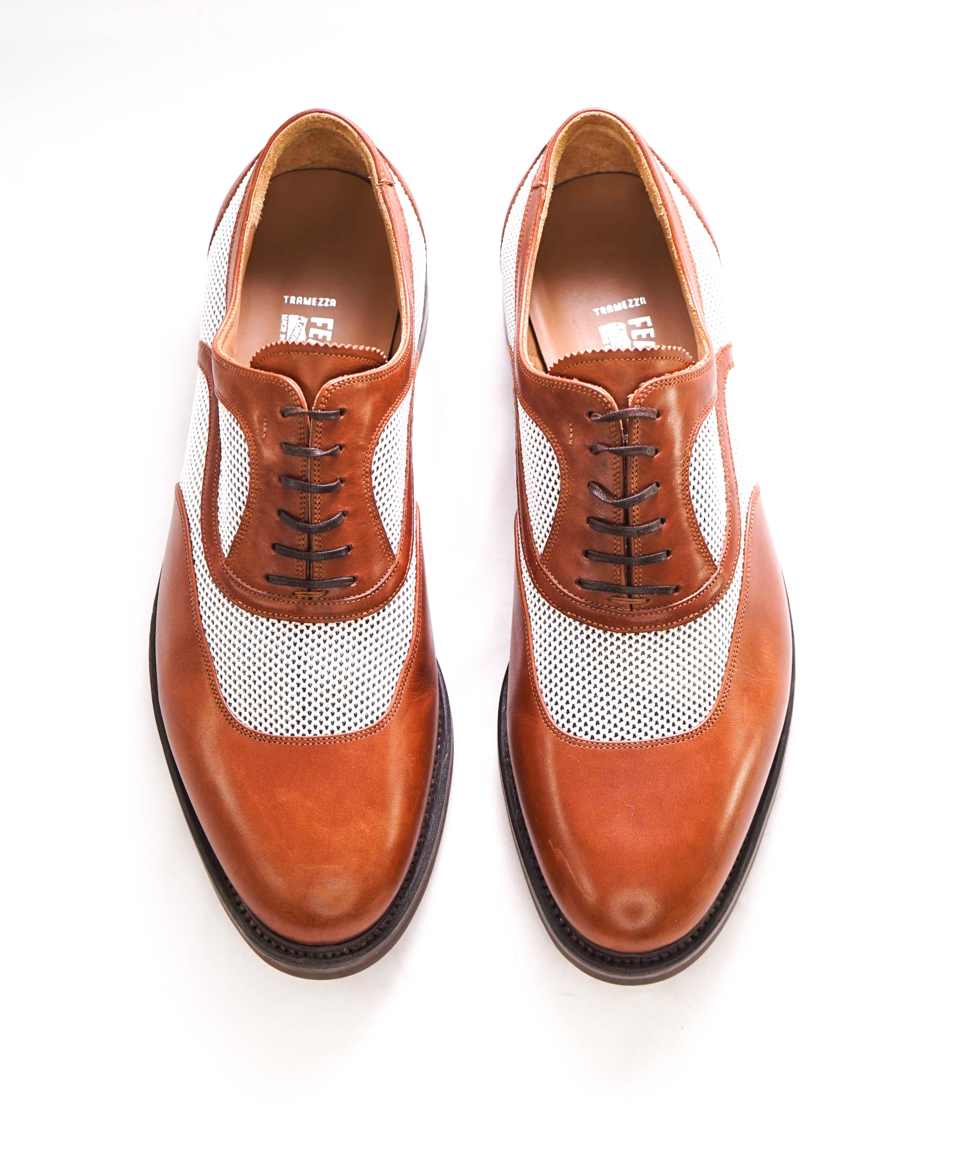 $1,250 SALVATORE FERRAGAMO - "TRAMEZZA" Golf Inspired Mixed-Media Oxford - 11 EE US