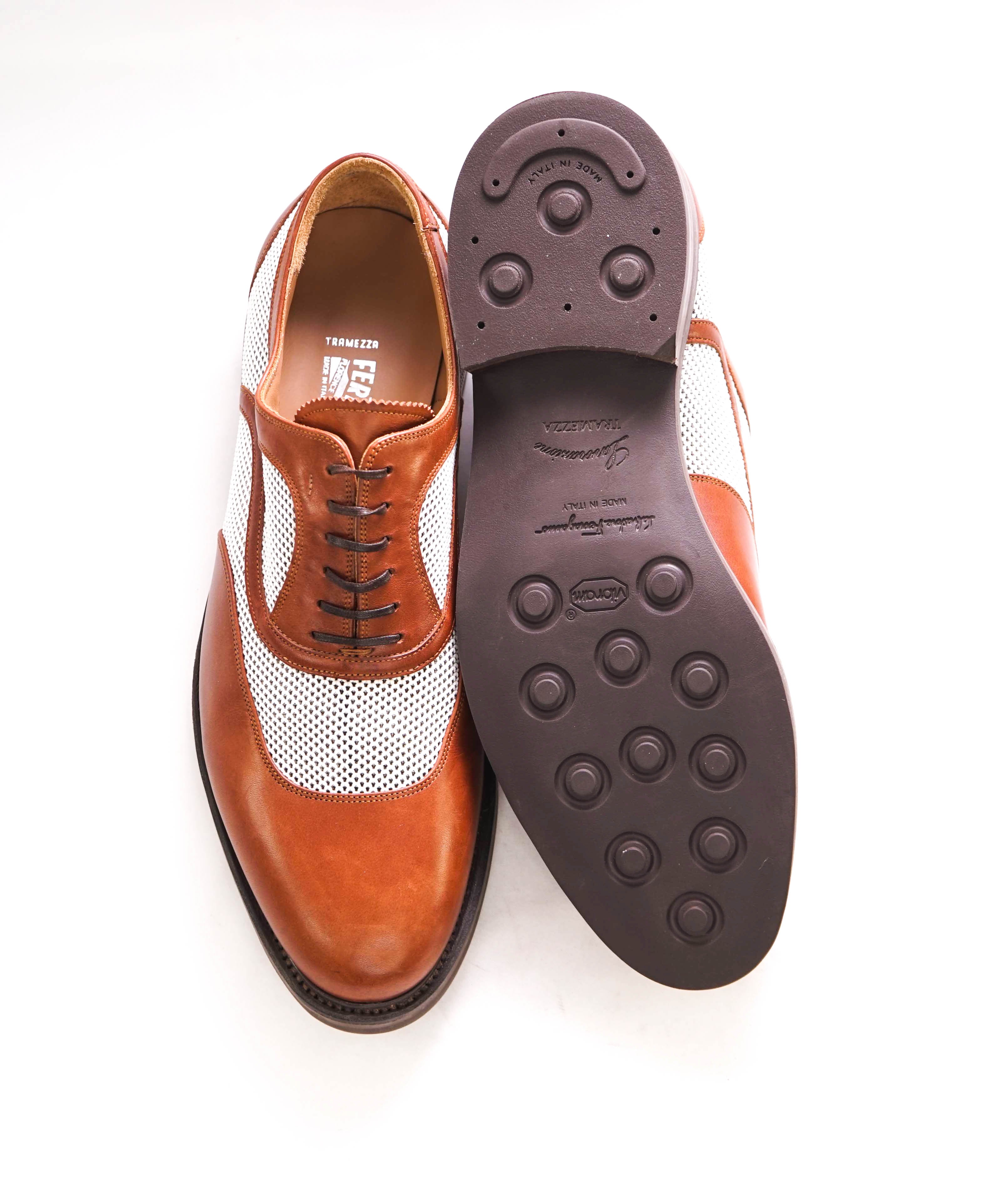 $1,250 SALVATORE FERRAGAMO - "TRAMEZZA" Golf Inspired Mixed-Media Oxford - 11 EE US