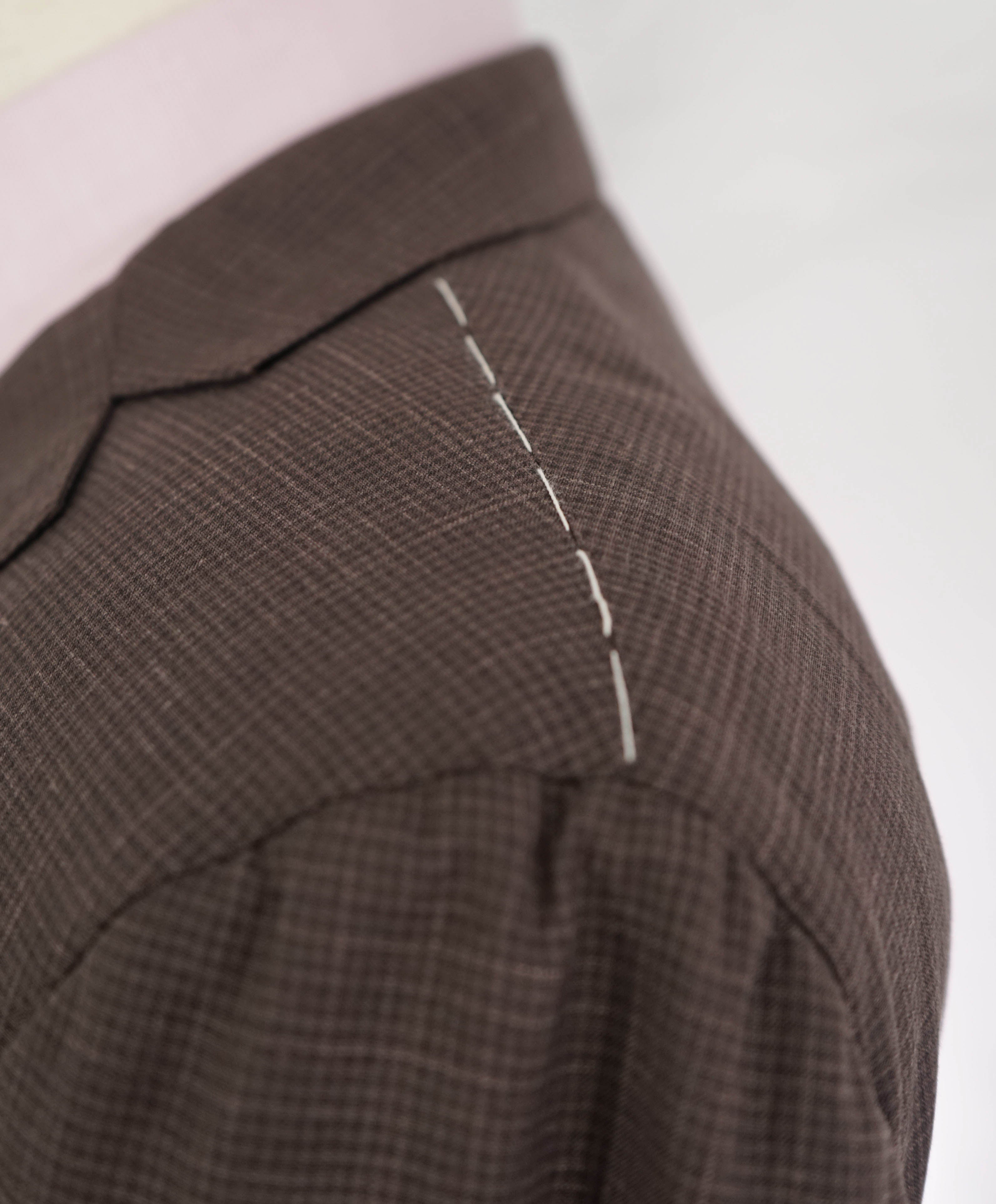 $4,295 ERMENEGILDO ZEGNA -Brown Micro Check 2/3 Roll LINEN Suit - 44R