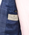 $1,895 CANALI - Mid Blue Wool/Silk/Linen Check Plaid Blazer - 40R