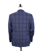 $1,895 CANALI - Mid Blue Wool/Silk/Linen Check Plaid Blazer - 40R