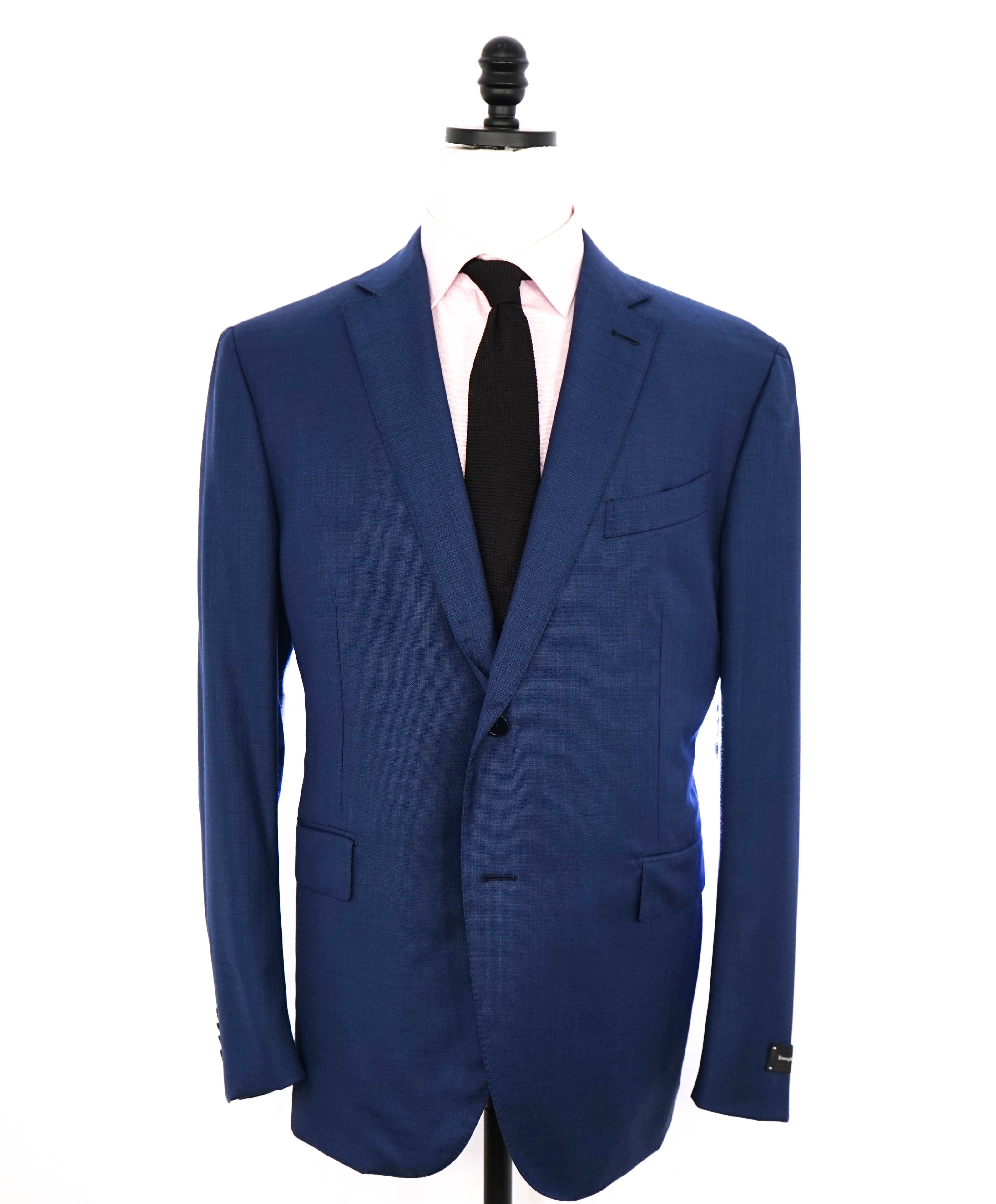 ERMENEGILDO ZEGNA - Medium Blue Birdseye Blue Textured Suit - 48S